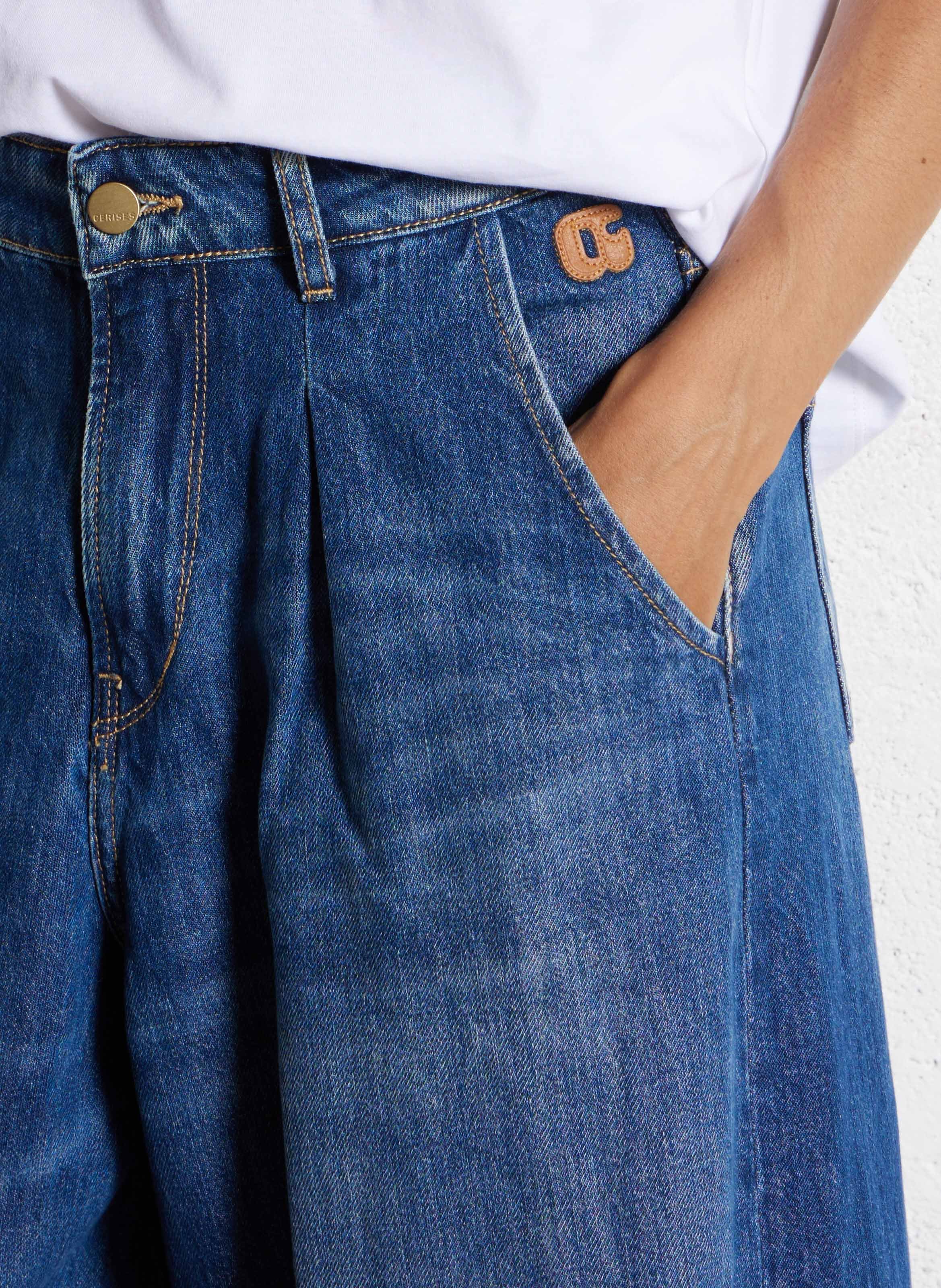 Jean large en coton LE TEMPS DES CERISES Bleu