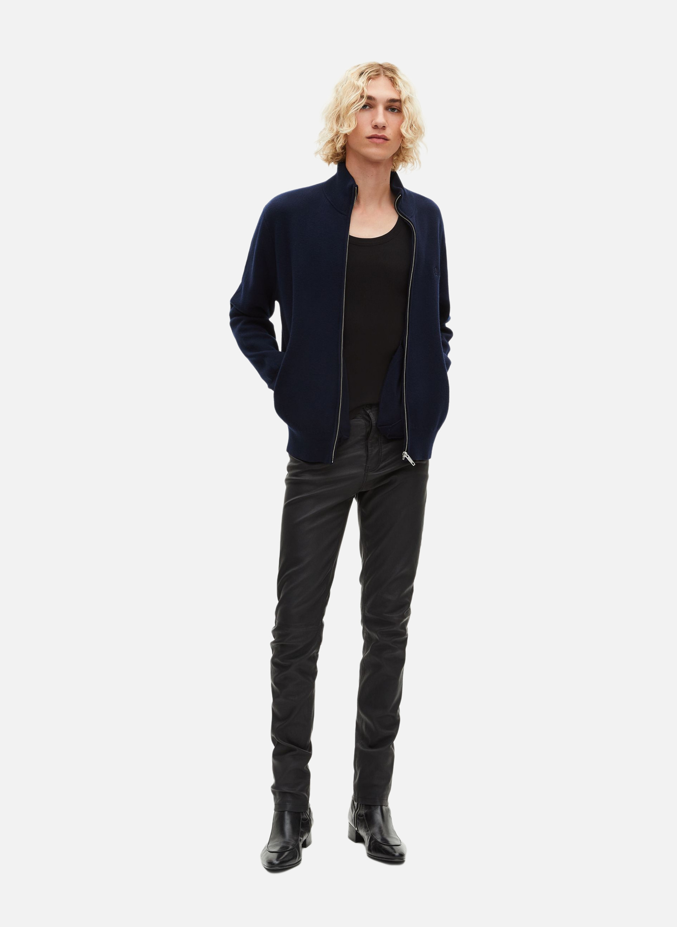 Double-faced zip-up cardigan THE KOOPLES Blue