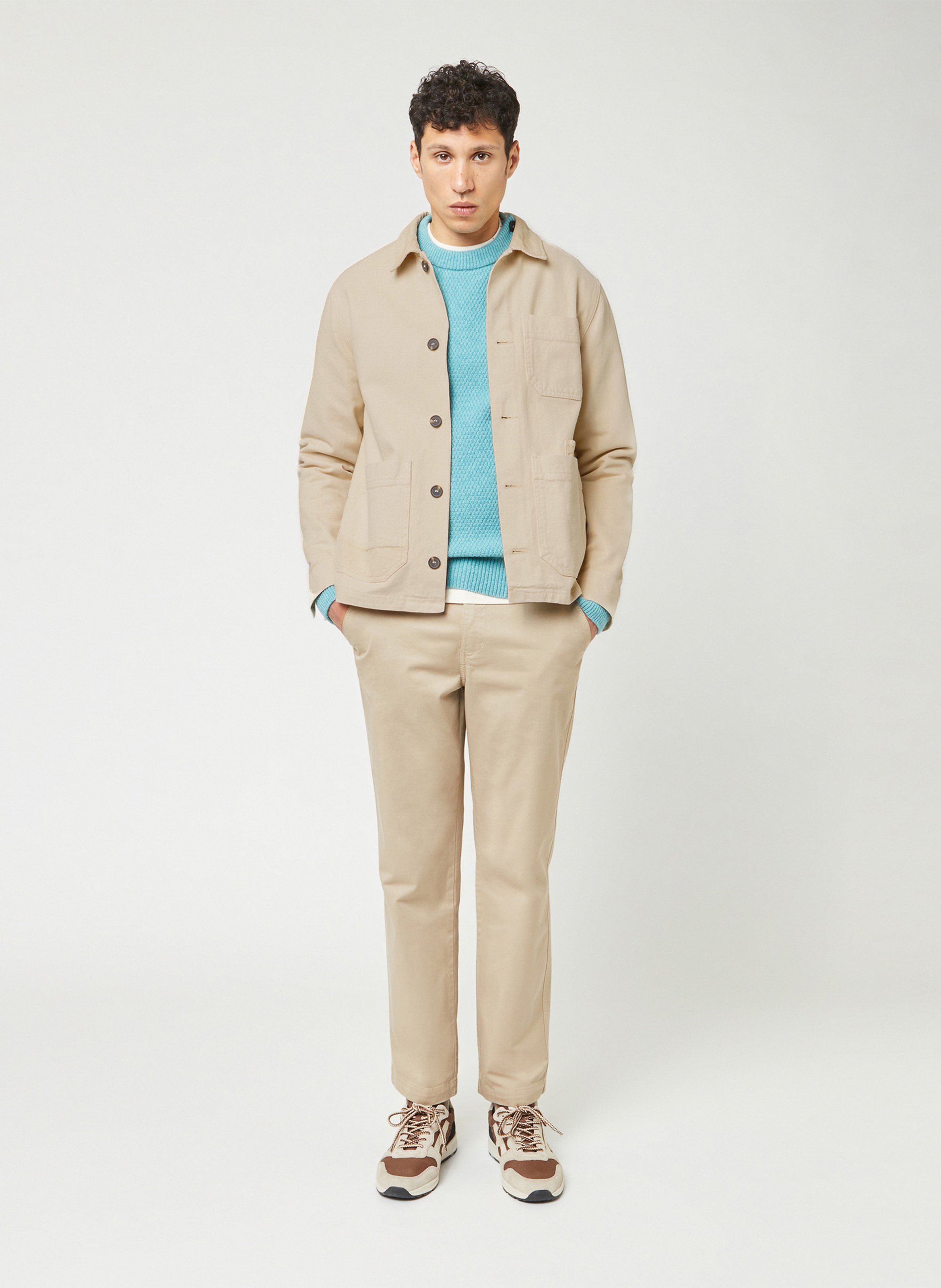 Veste col classique en coton  FAGUO Beige