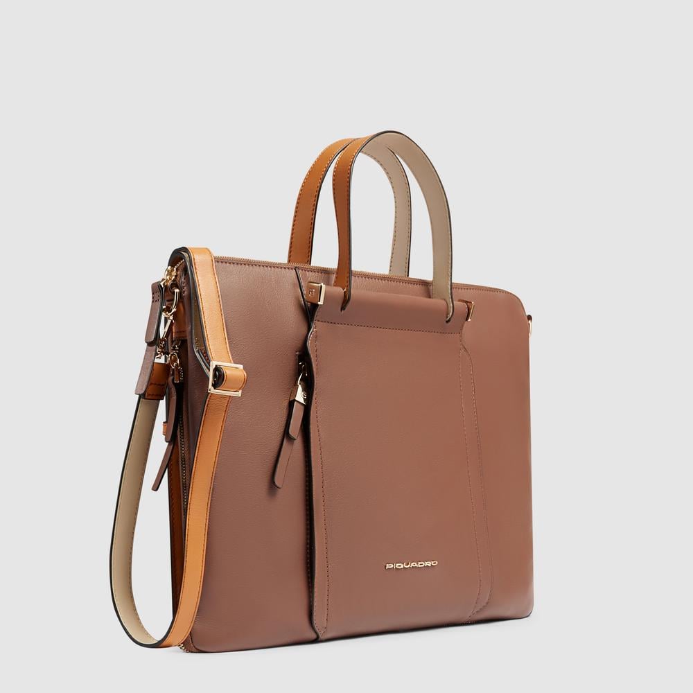 Leather messenger bag PIQUADRO Brown