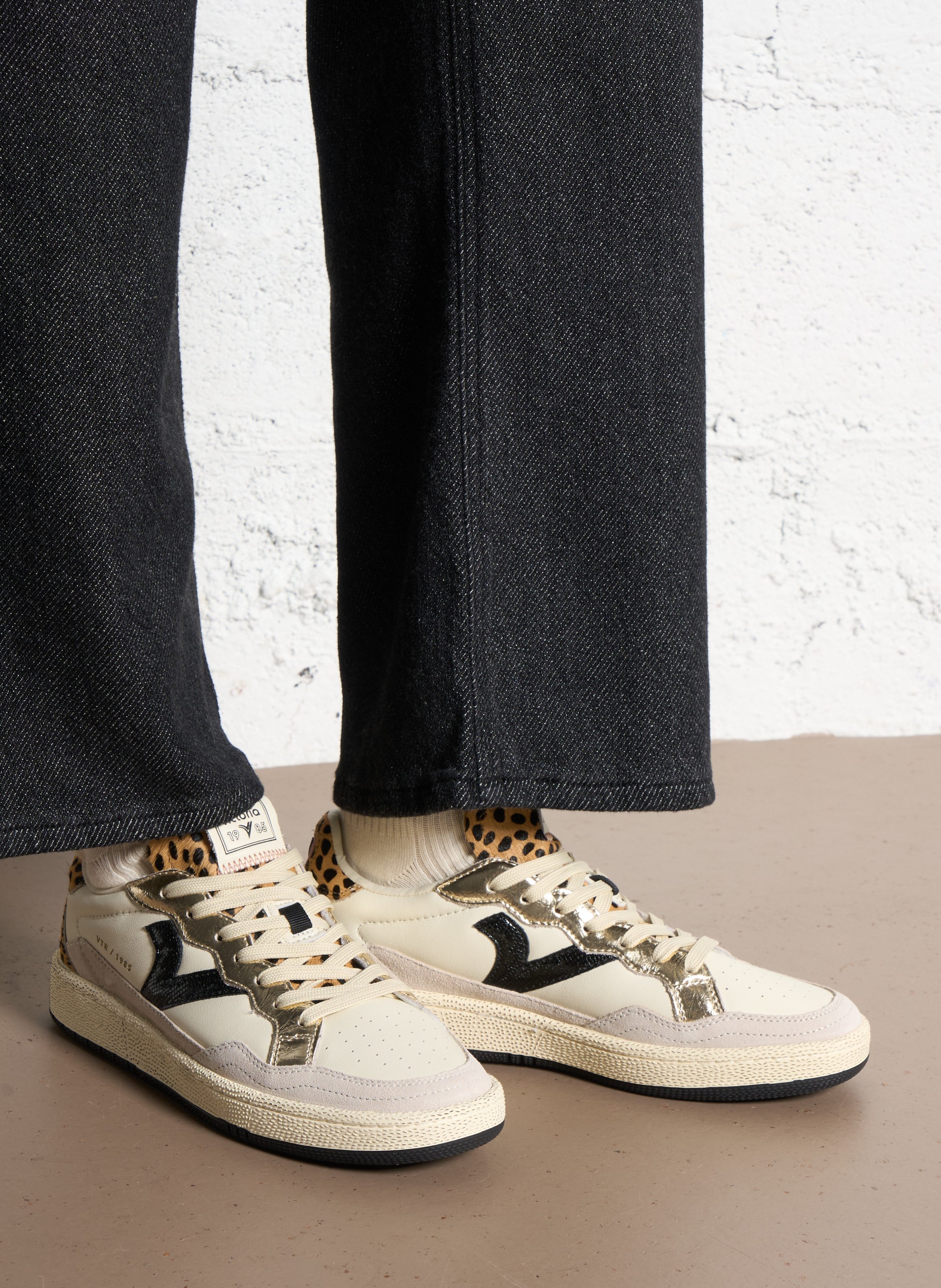 Baskets basses bi-matière VICTORIA Beige