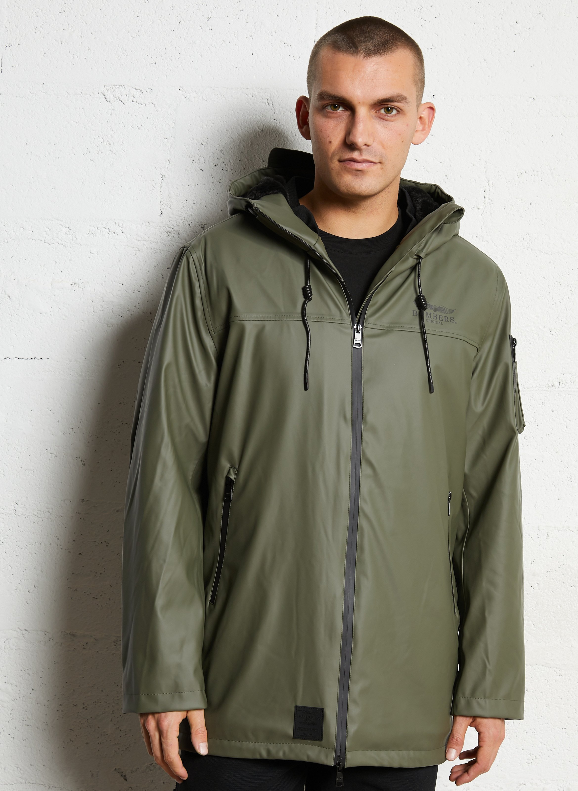 Veste droite zippée à capuche BOMBERS ORIGINAL Kaki