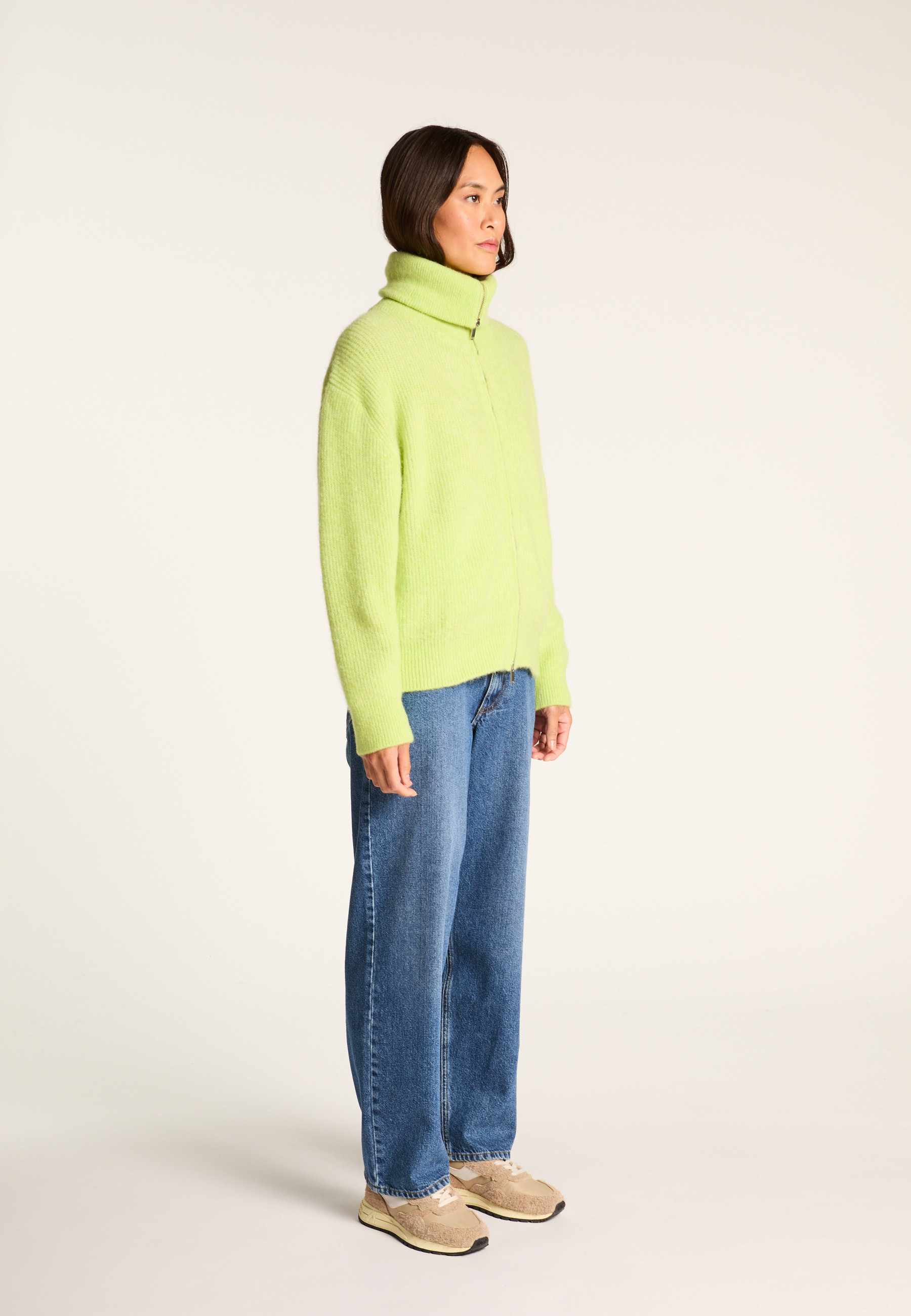 Zip-up wool and alpaca vest MAISON MONTAGUT Green