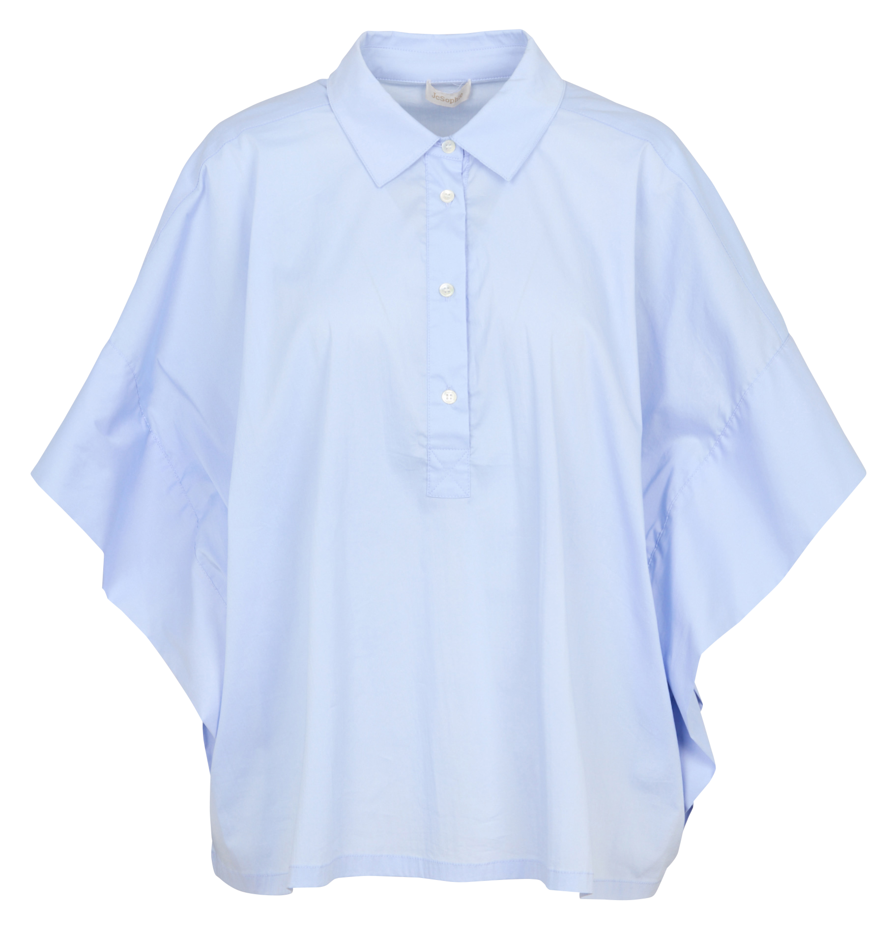 Wijdvallende top met klassieke kraag van gemengd katoen Blauw