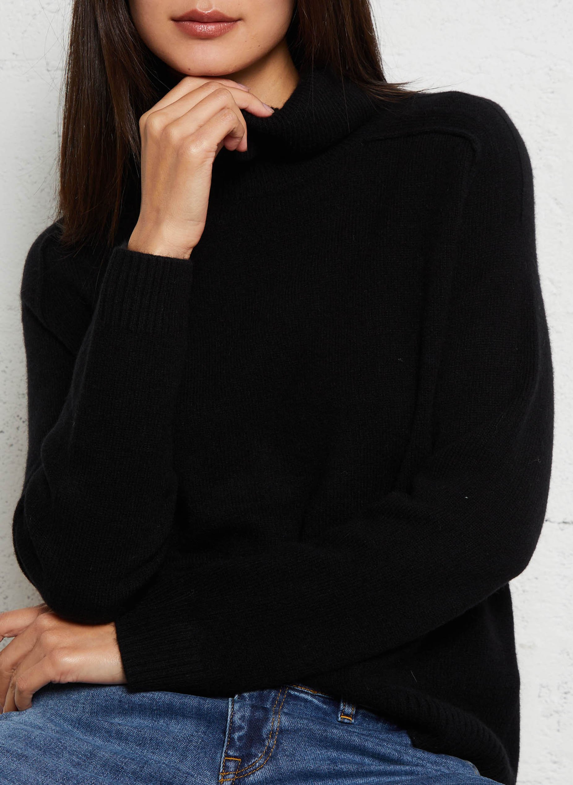 Pull col roulé en laine MAISON 123 Noir