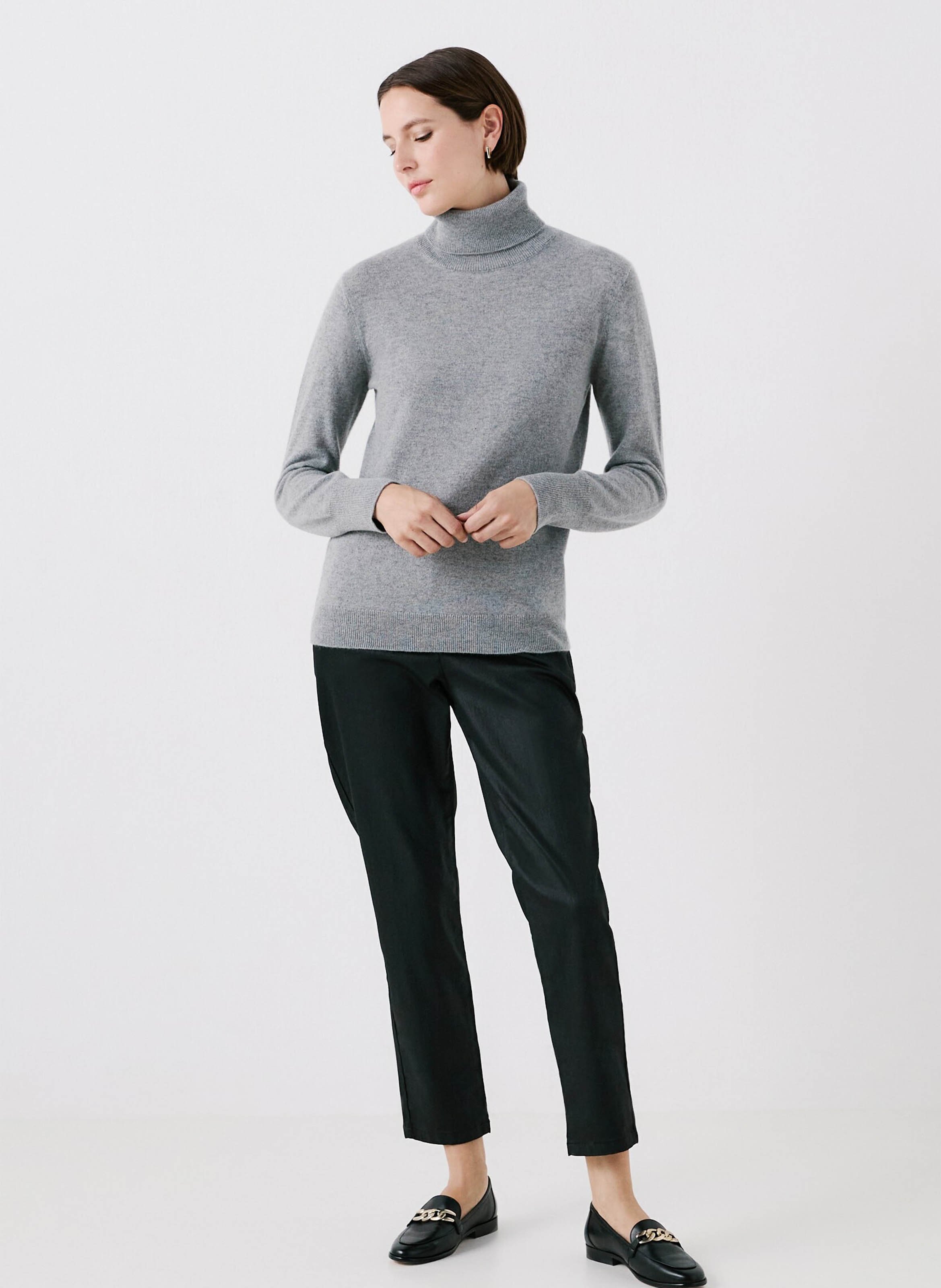 Cashmere straight-cut turtleneck sweater CAROLL Grey