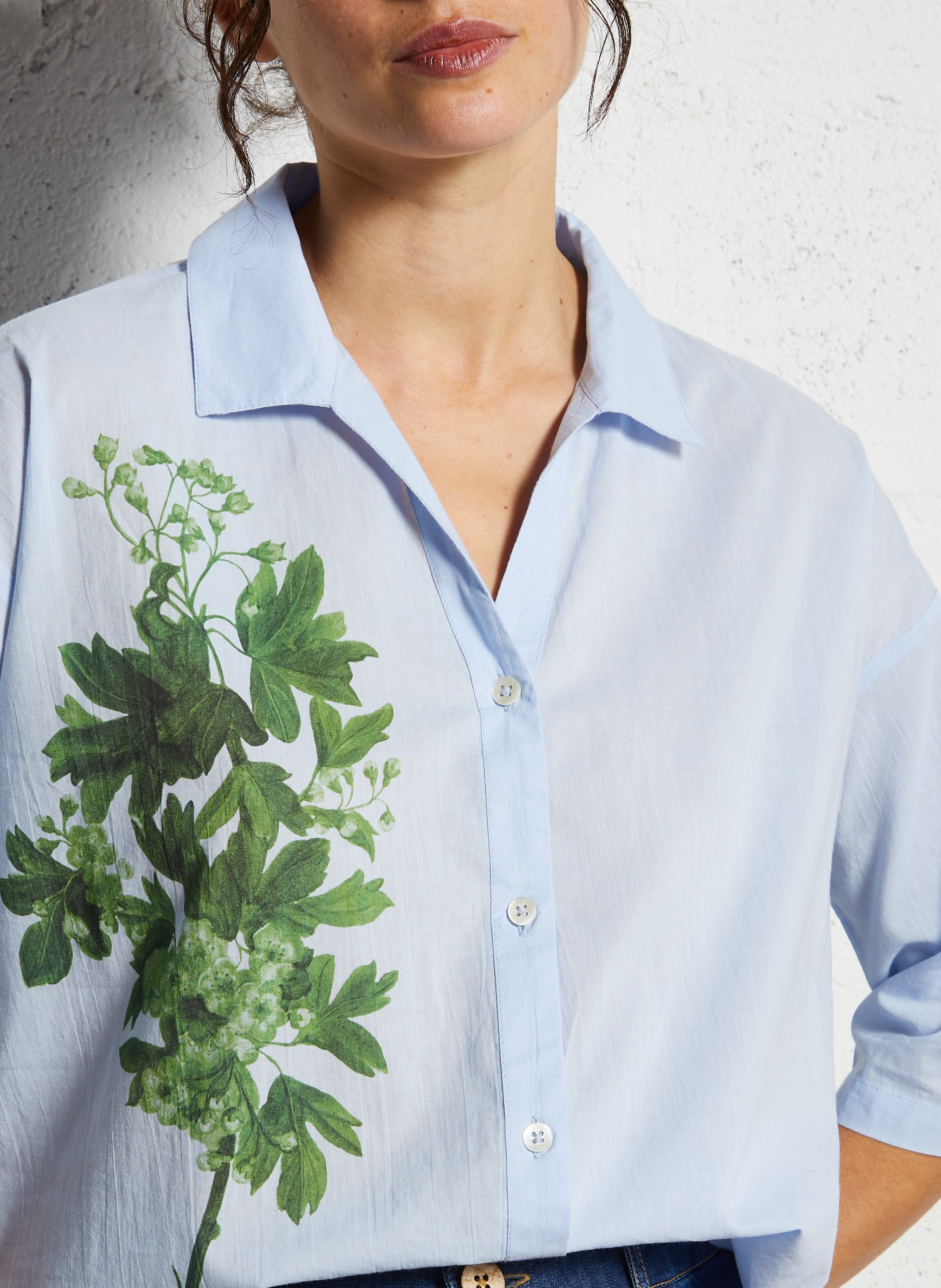 Chemise imprimée en coton NICE THINGS Bleu