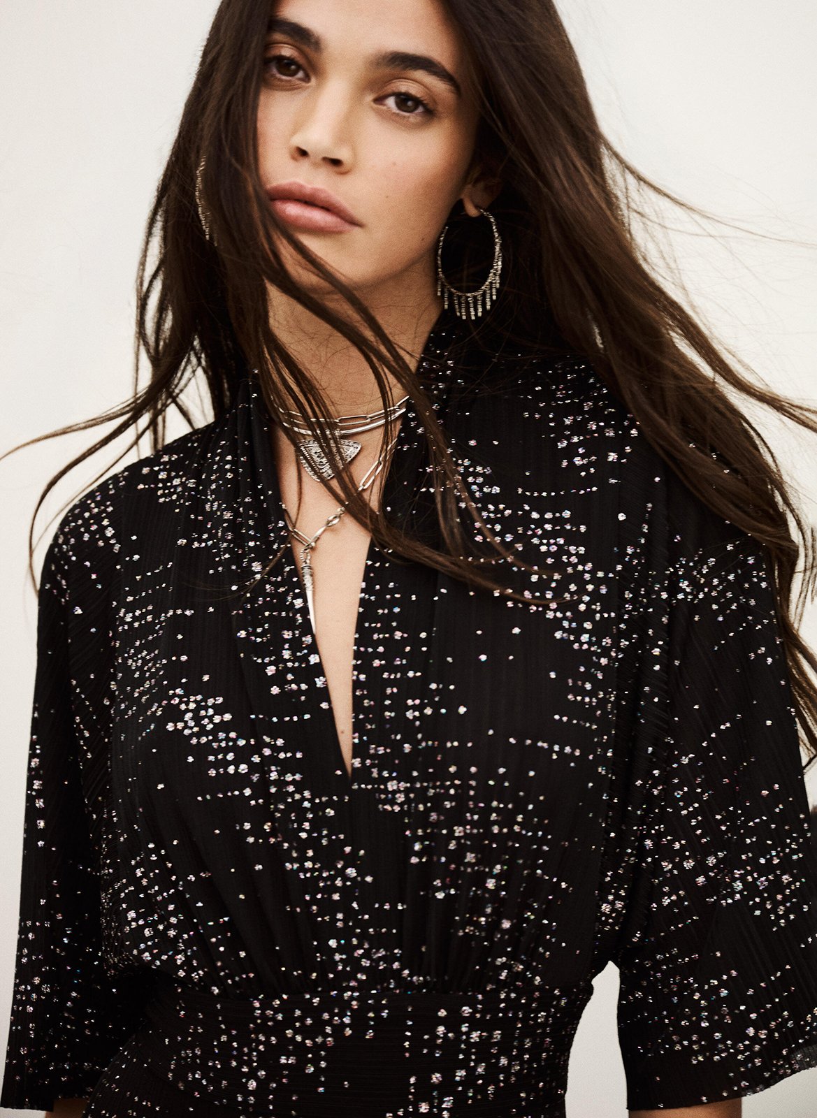 Robe longue ample à détails brillants BA&SH Noir