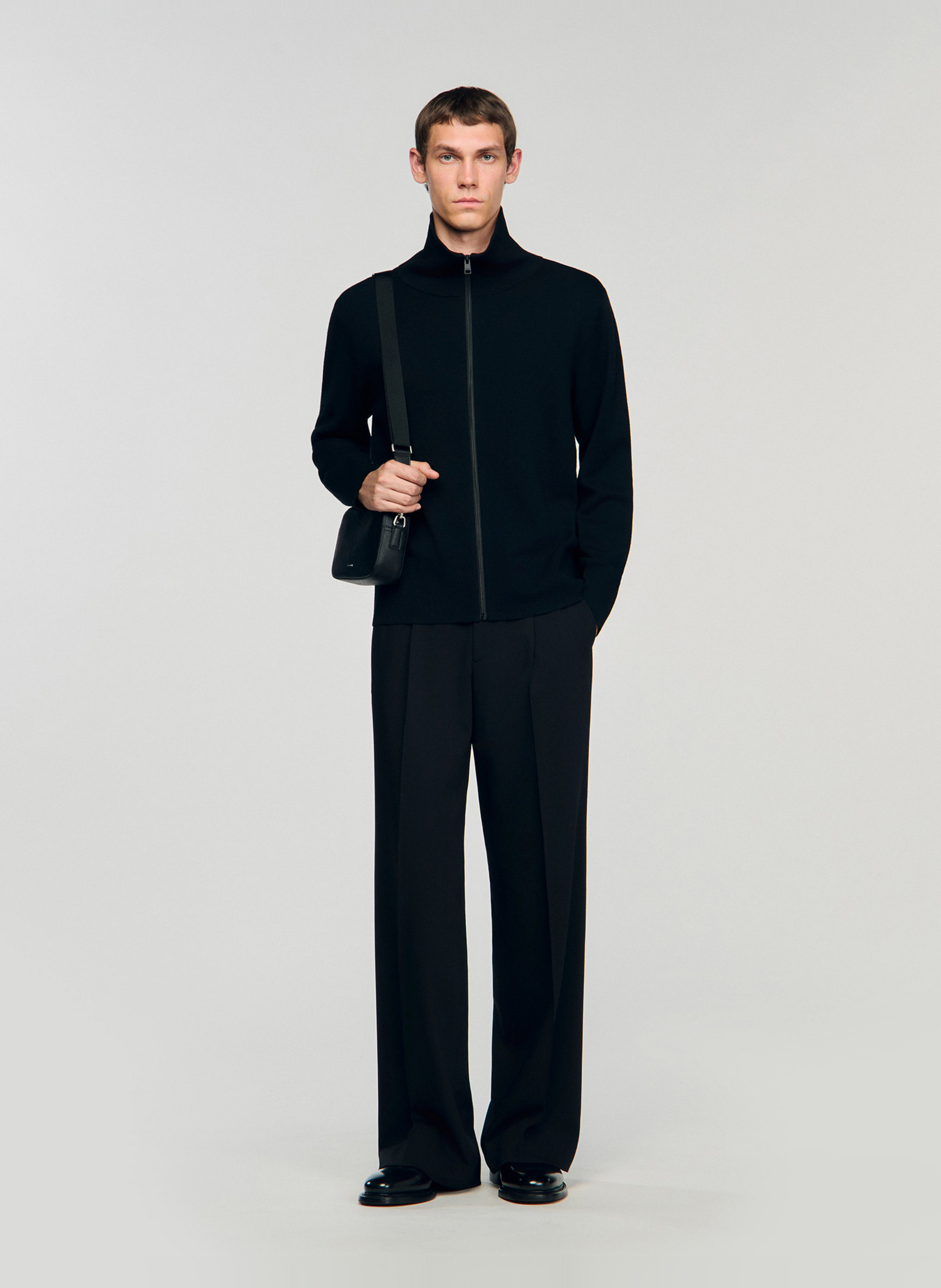 Gilet zippé en laine SANDRO Noir