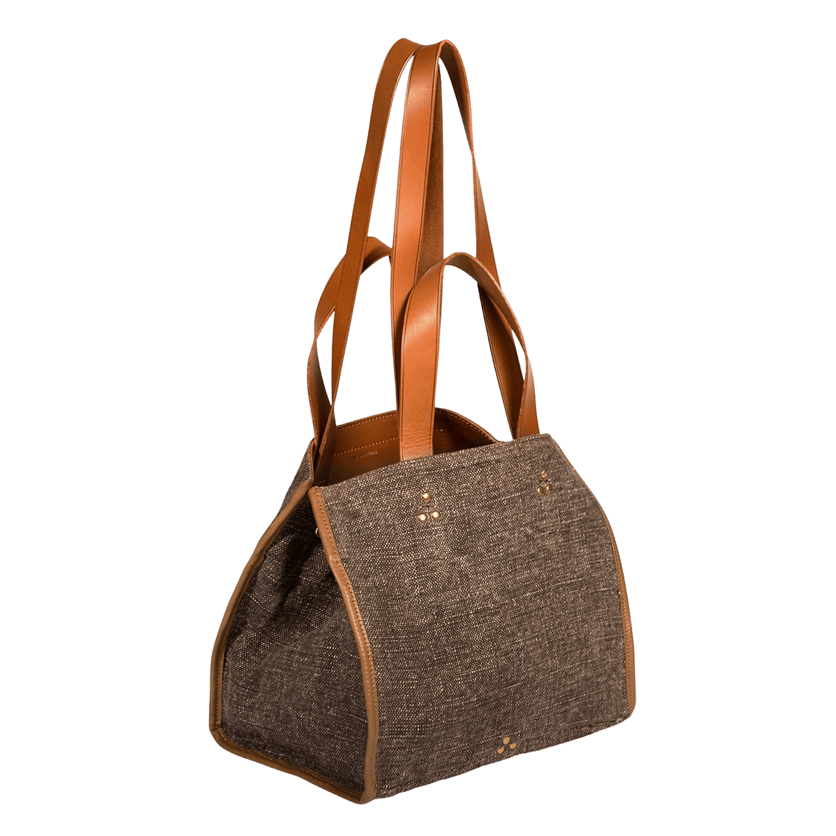 Sac cabas en lin et cuir JEROME DREYFUSS Marron