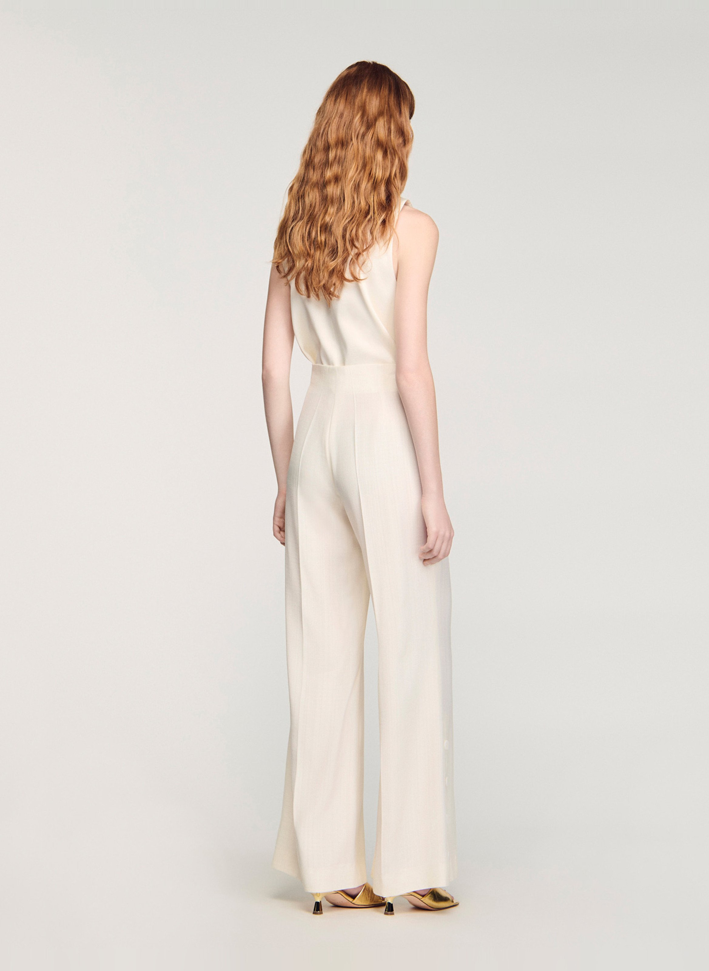 Pantalon taille haute large uni SANDRO Beige