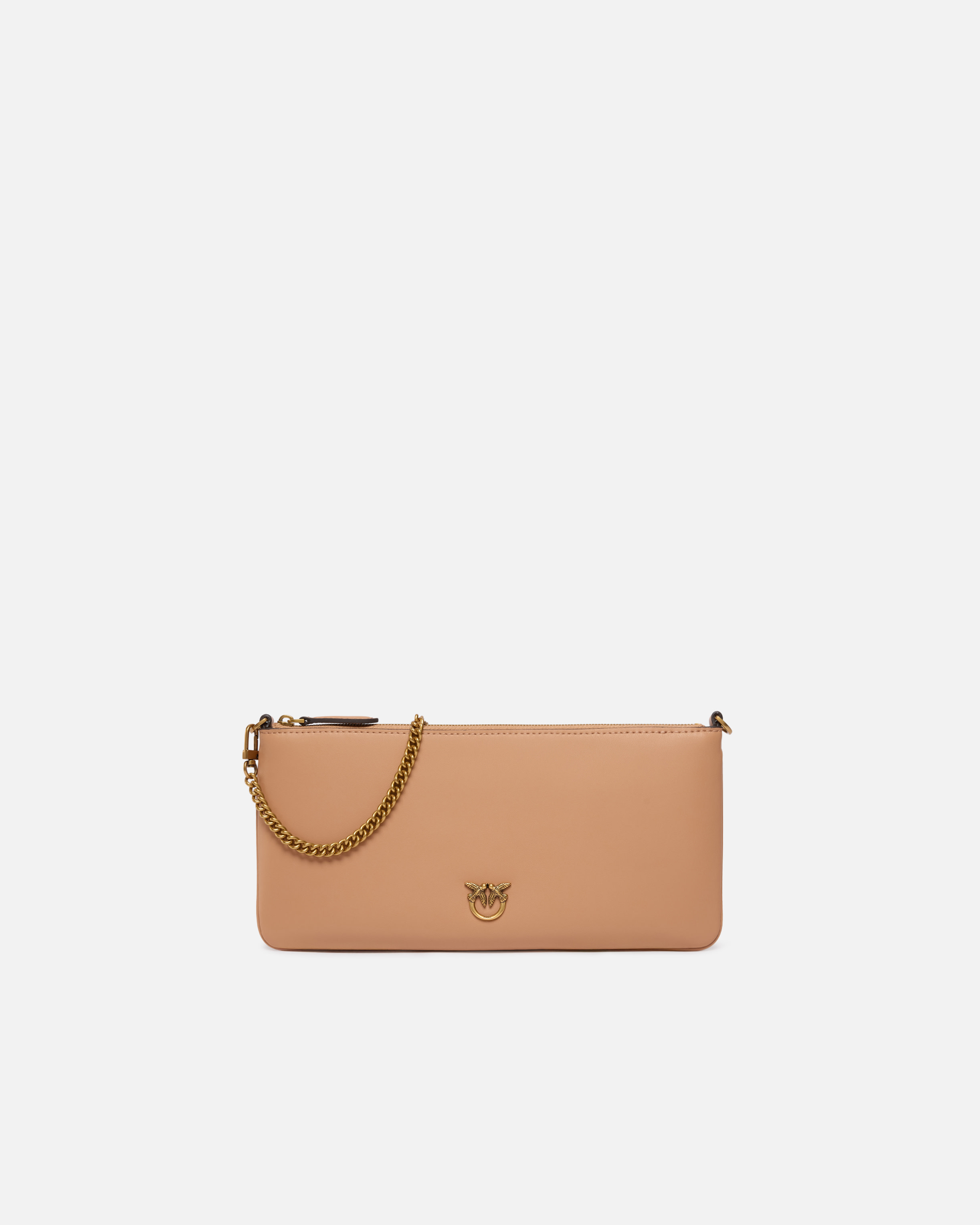 Horizontal flat leather bag PINKO Pink