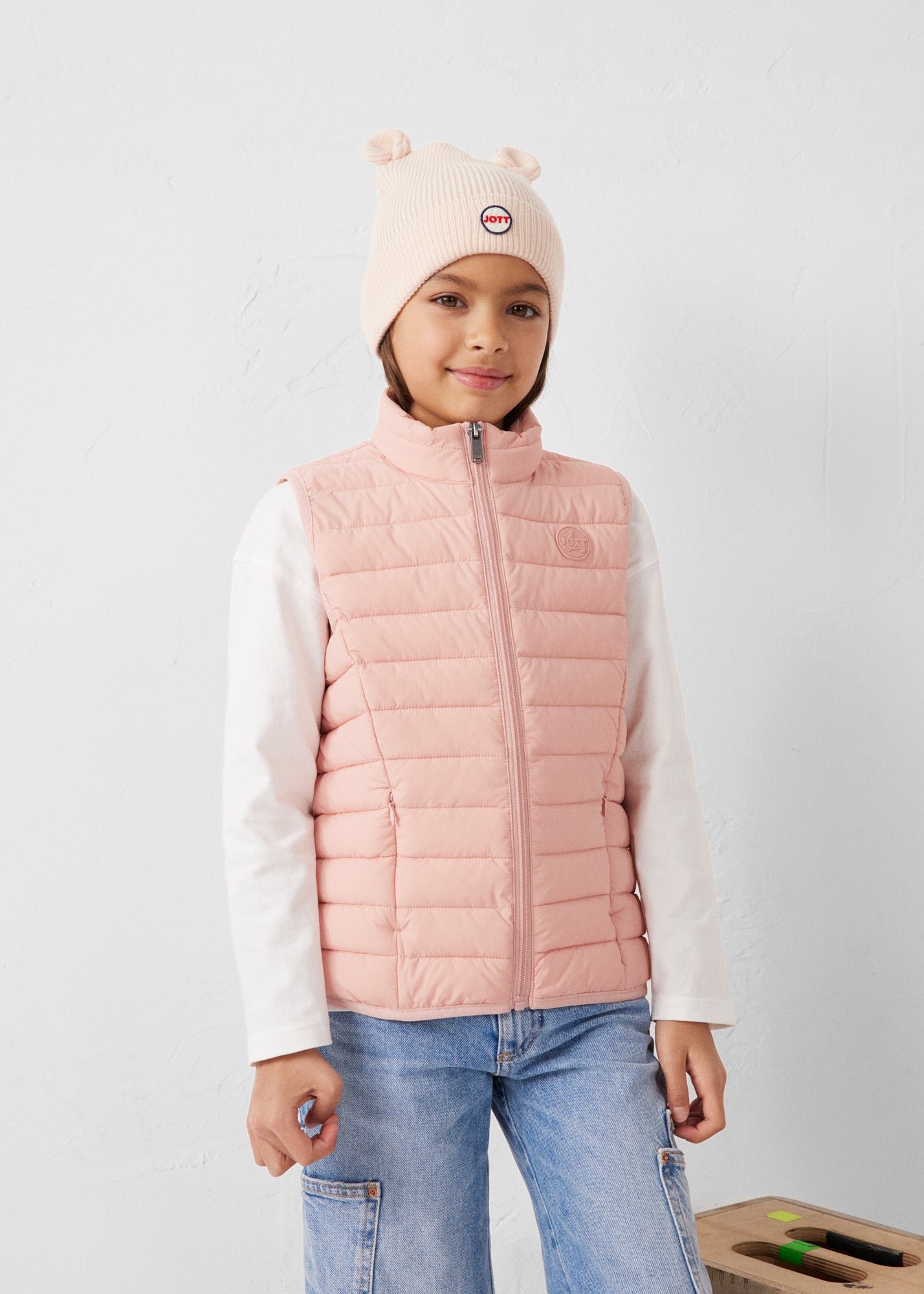 Stretch sleeveless children's down vest Soan JOTT Pink
