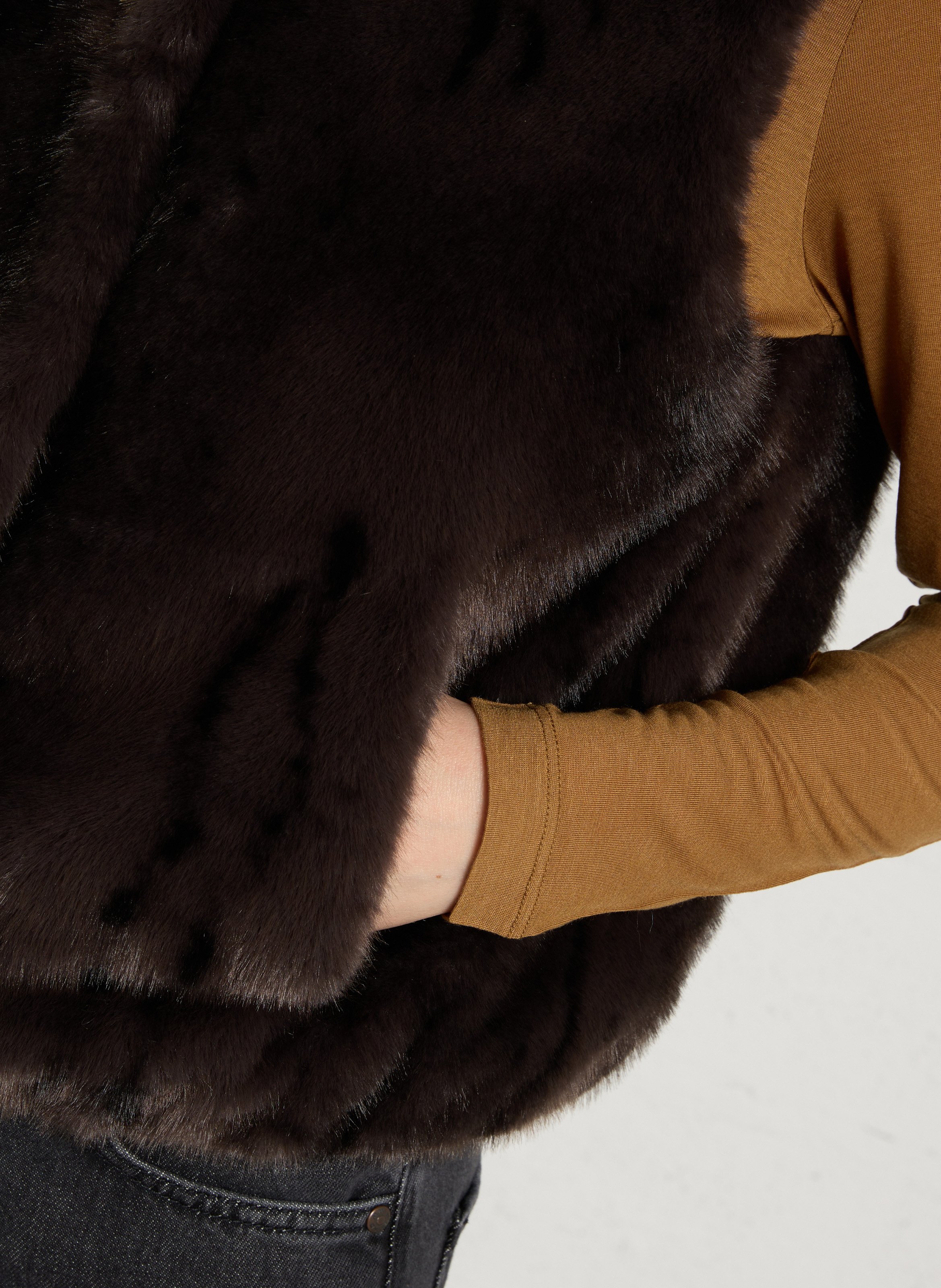 Straight faux fur jacket MAISON 123 Grey