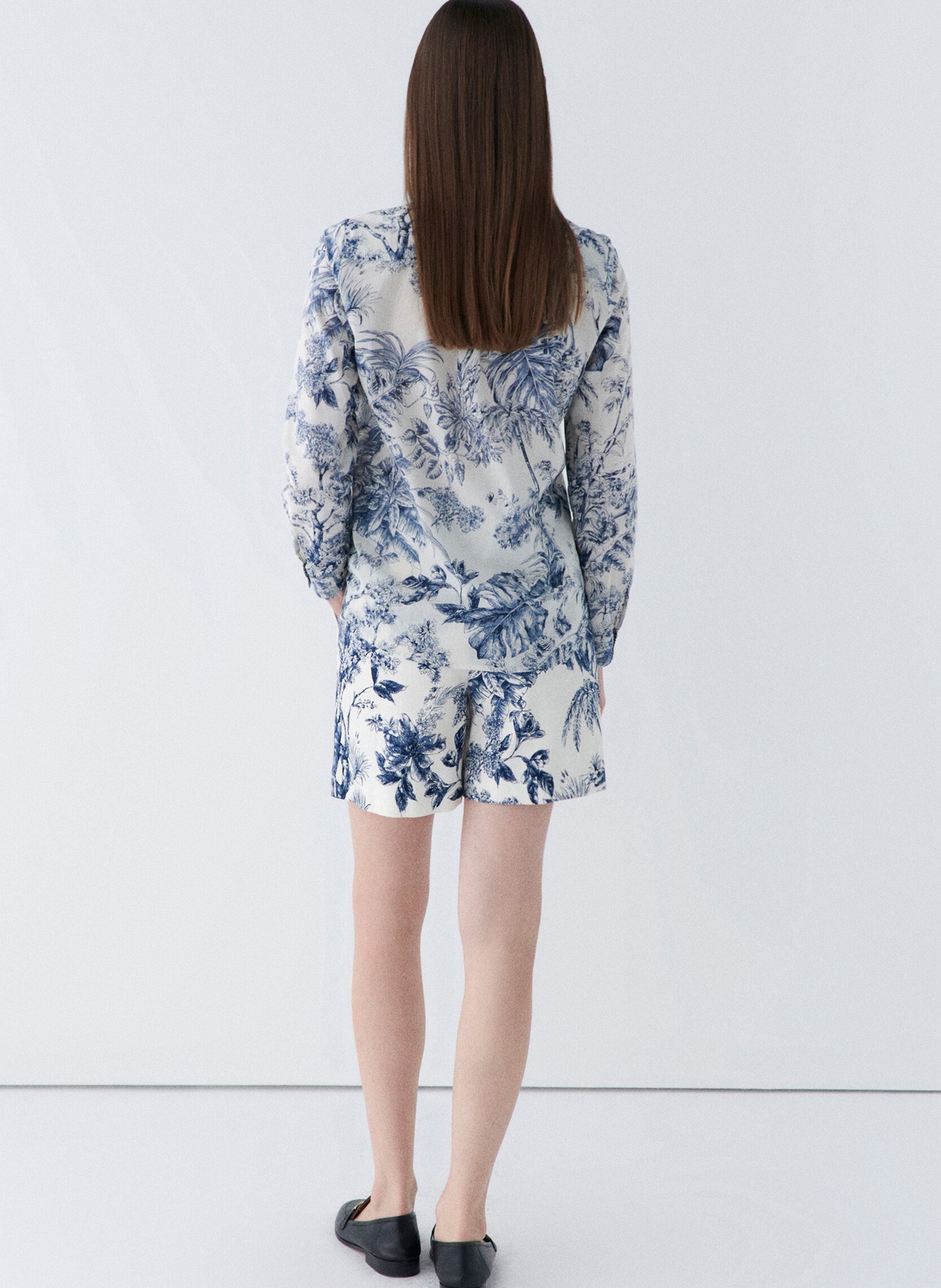 Katoenen blouse met klassieke kraag CAROLL Blauw