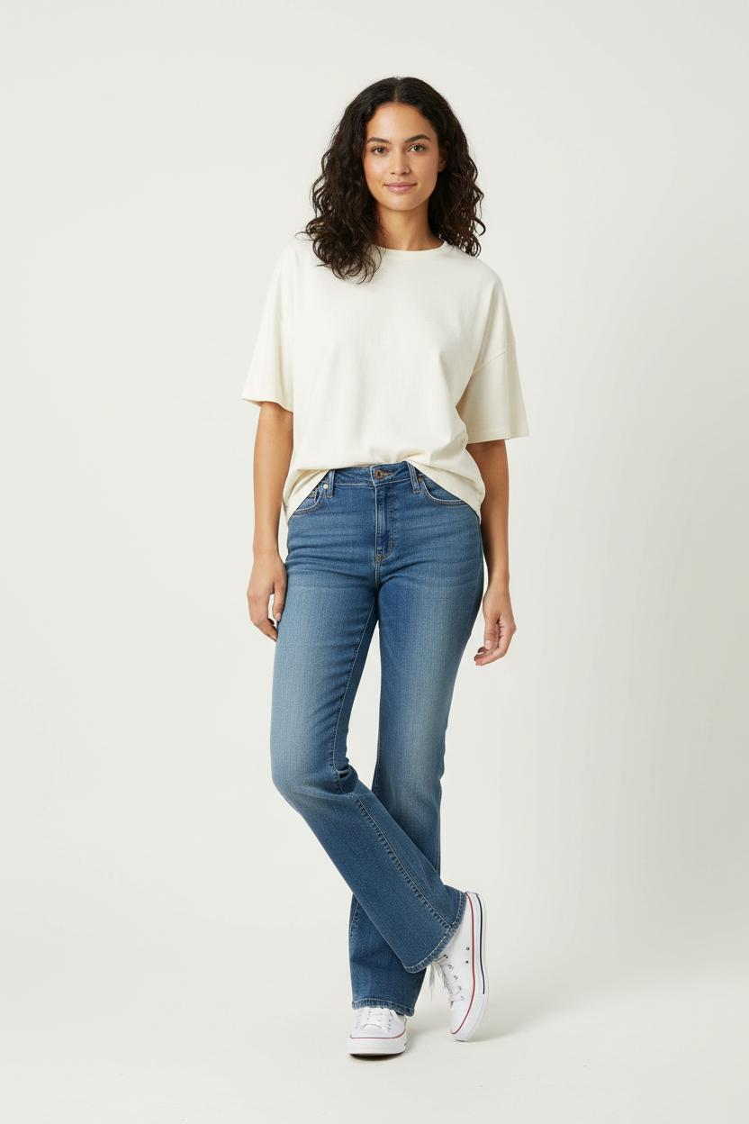 Cropped slim jeans with studs LEE - Seconde Main Blue
