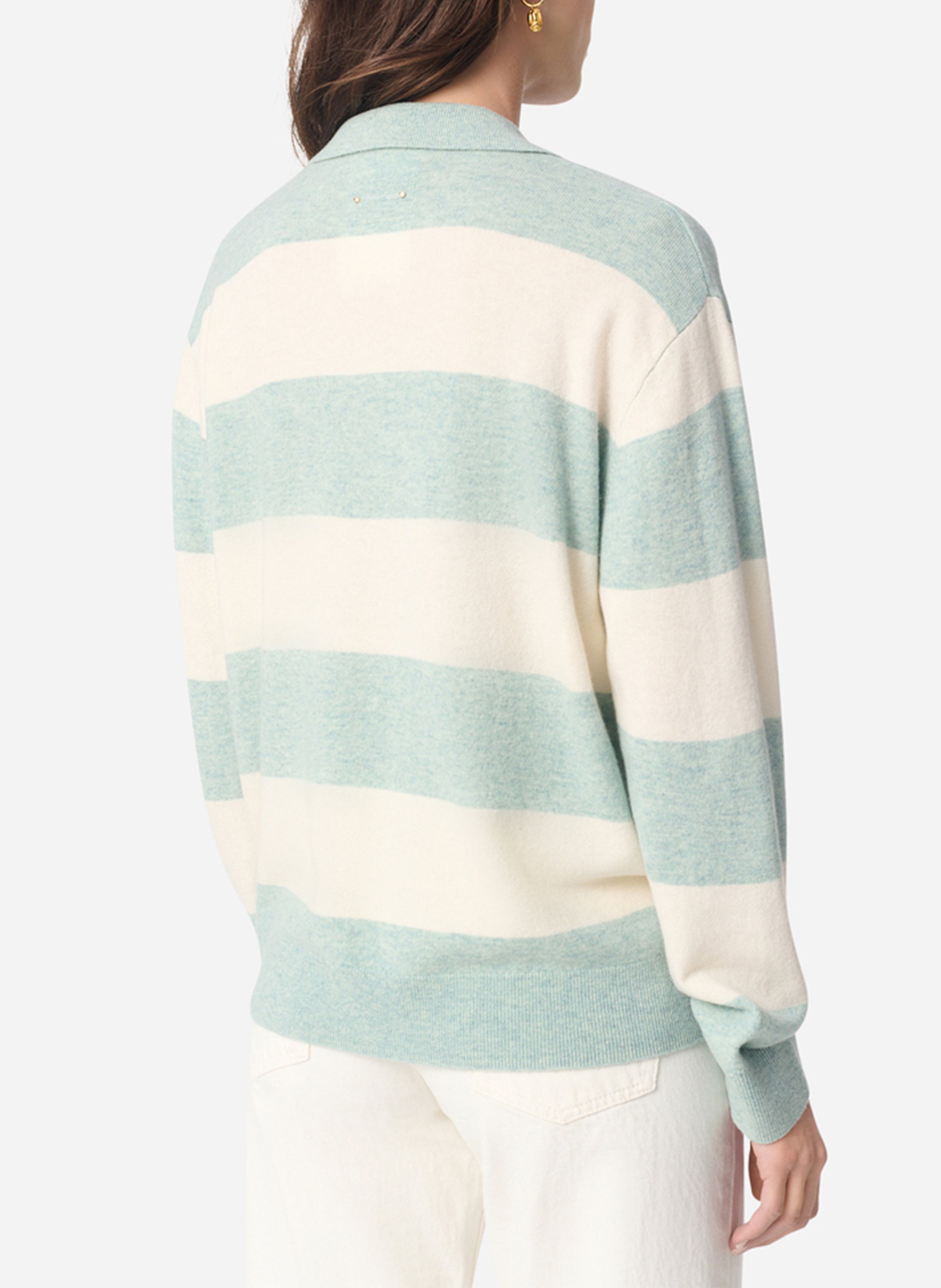 <p>Polo with V-neck and striped pattern</p> VANESSA BRUNO Blue