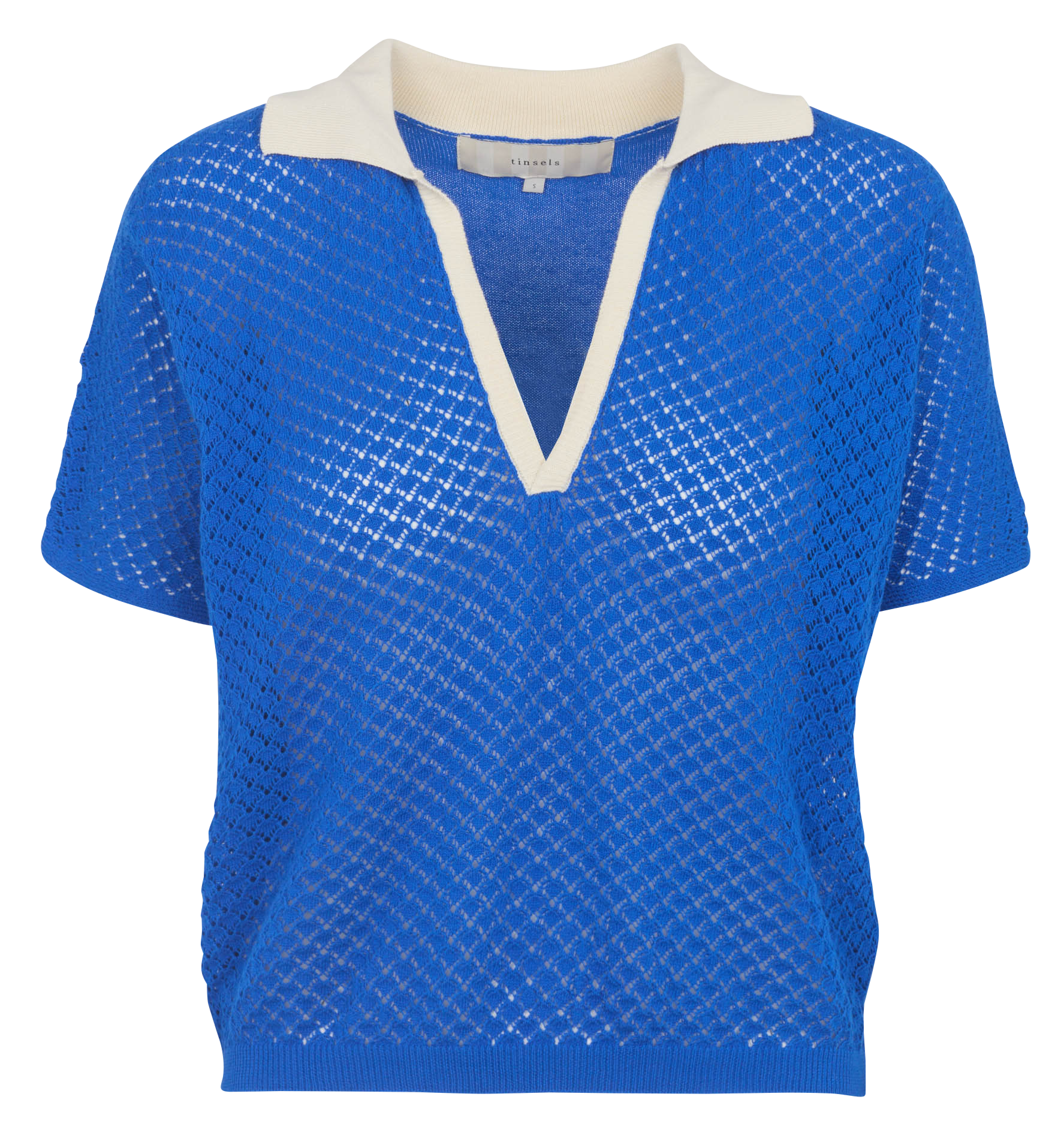 Cropped cotton polo shirt TINSELS Blue