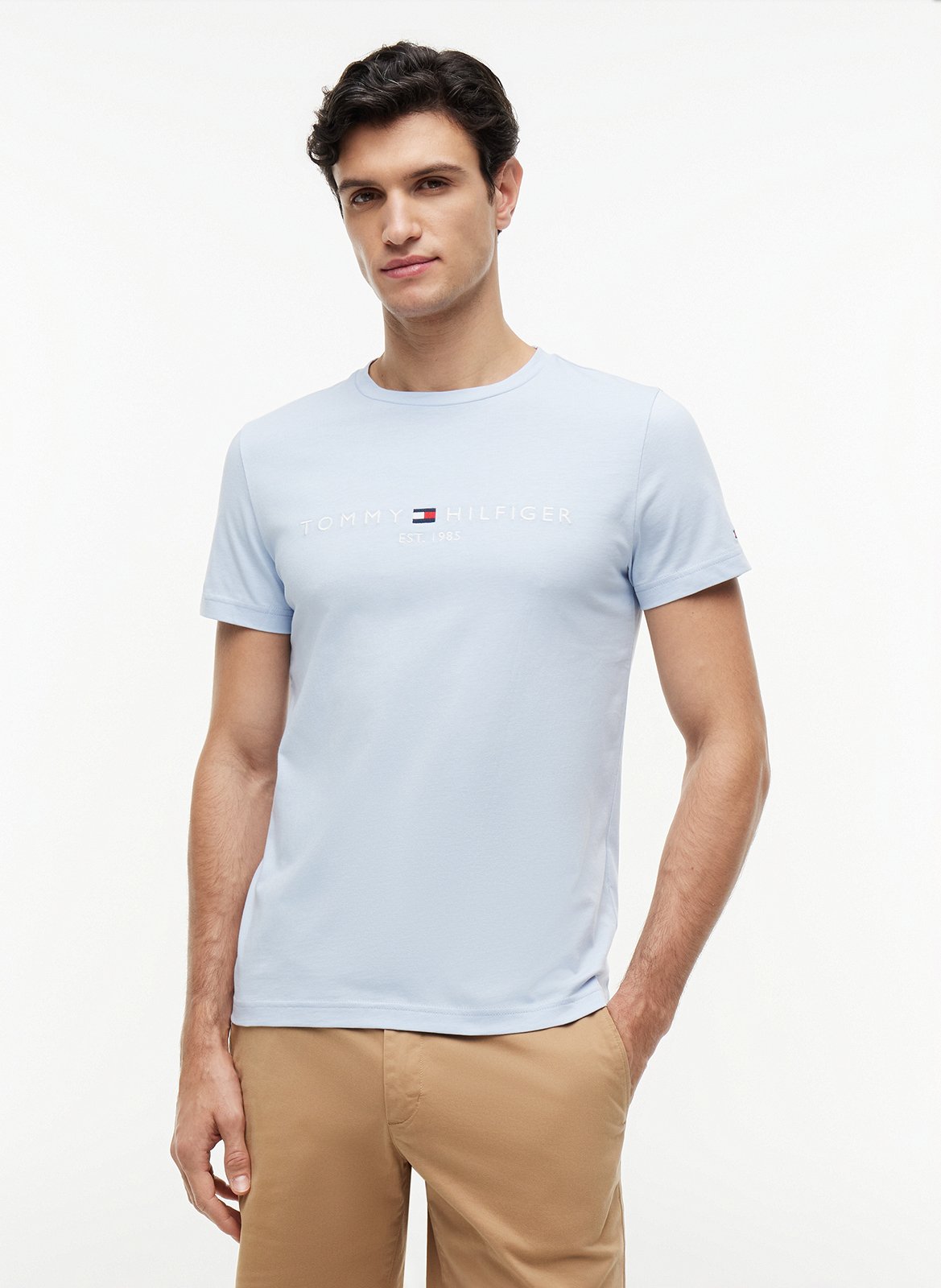 Tee-shirt col rond droit en coton organique TOMMY HILFIGER