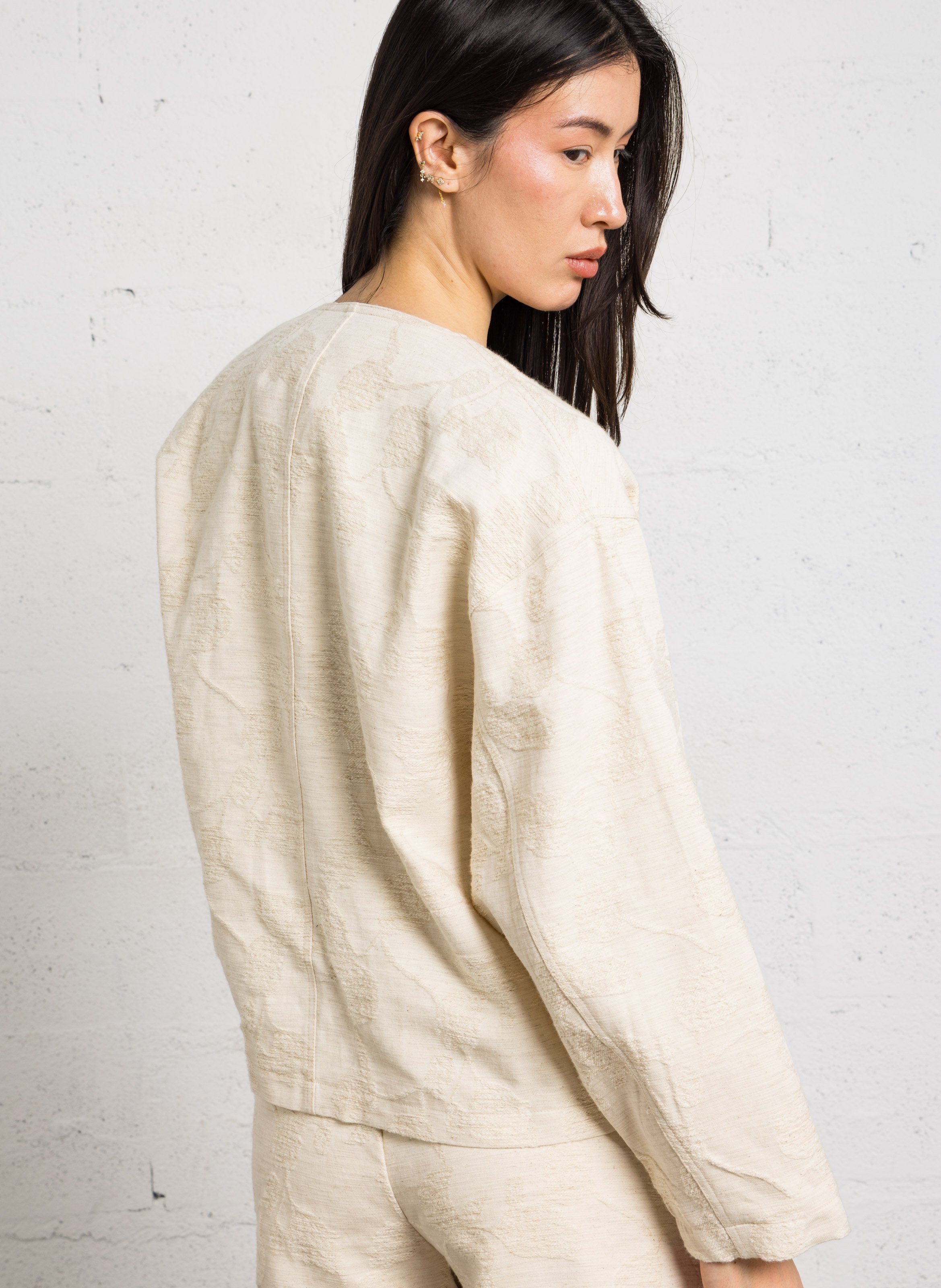 Belted cotton and linen jacket THE KORNER White