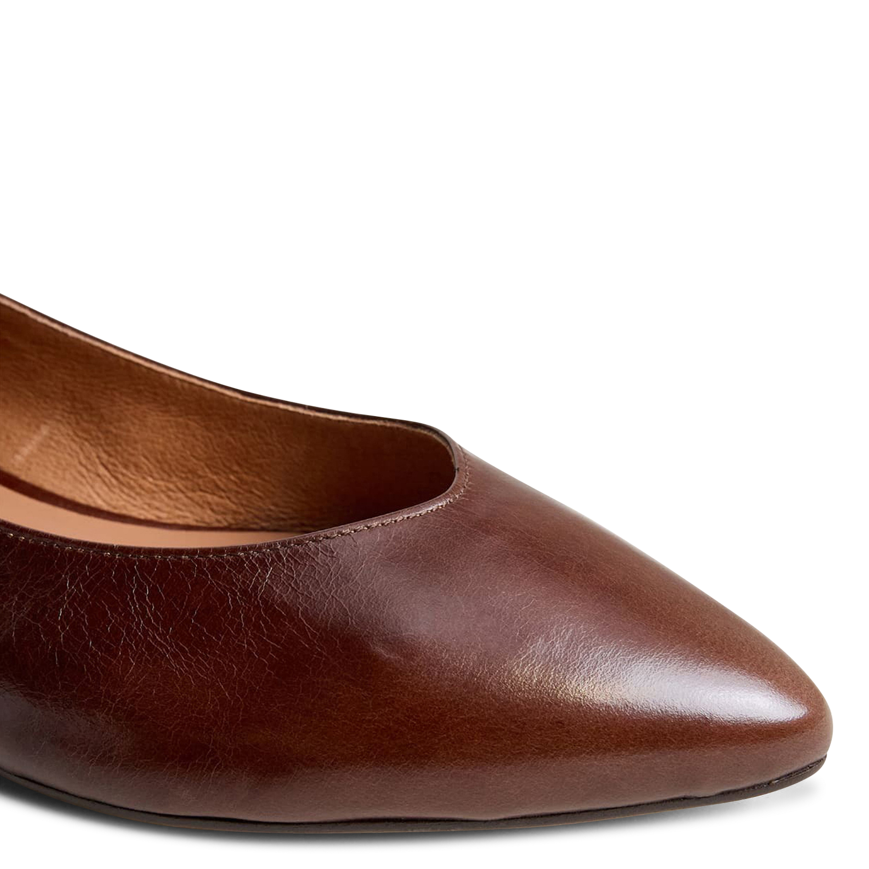 Pointed flat leather ballet flats JONAK Brown