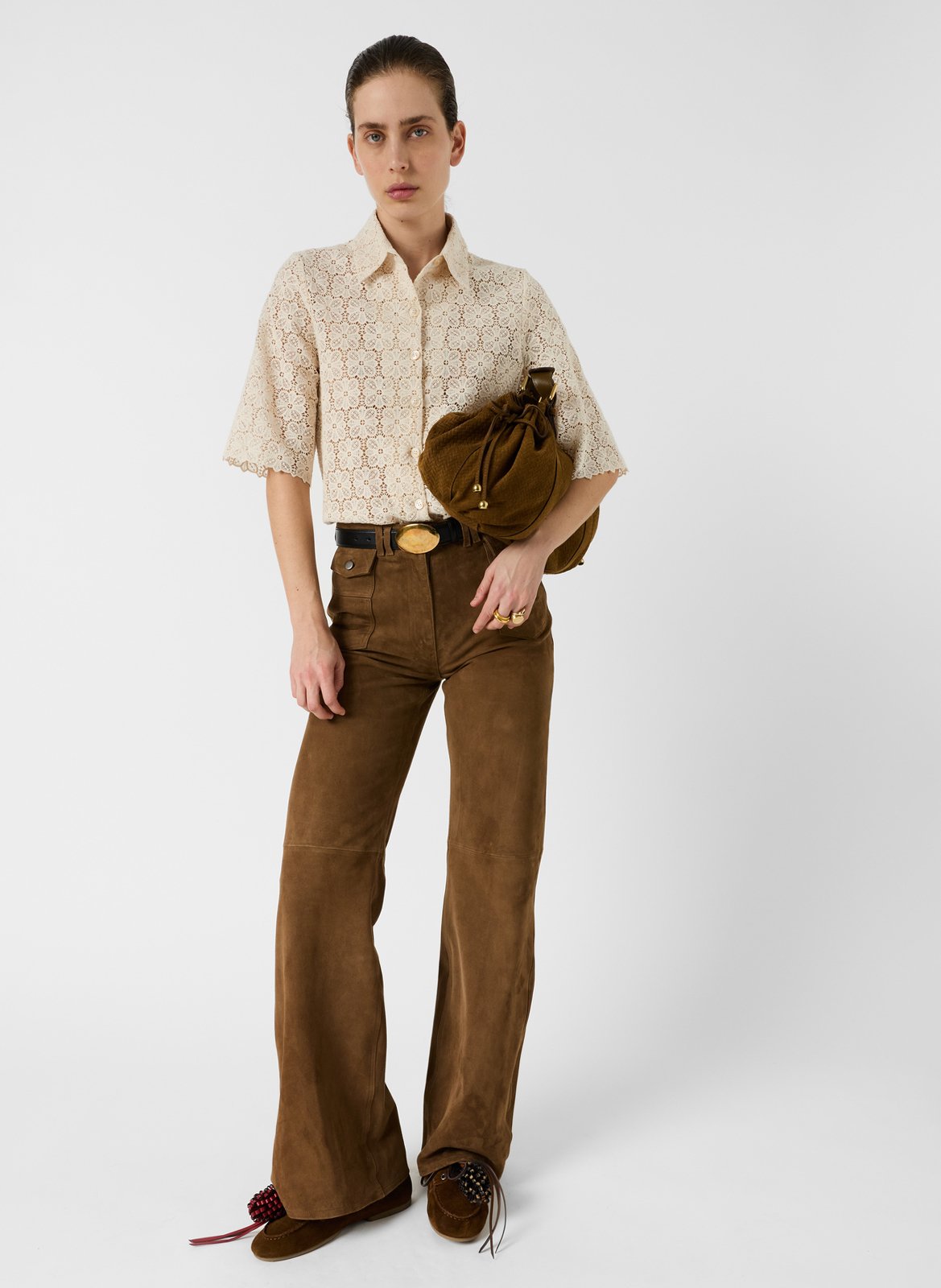 Bluse aus Baumwoll-Mix mit klassischem Kragen GERARD DAREL Beige