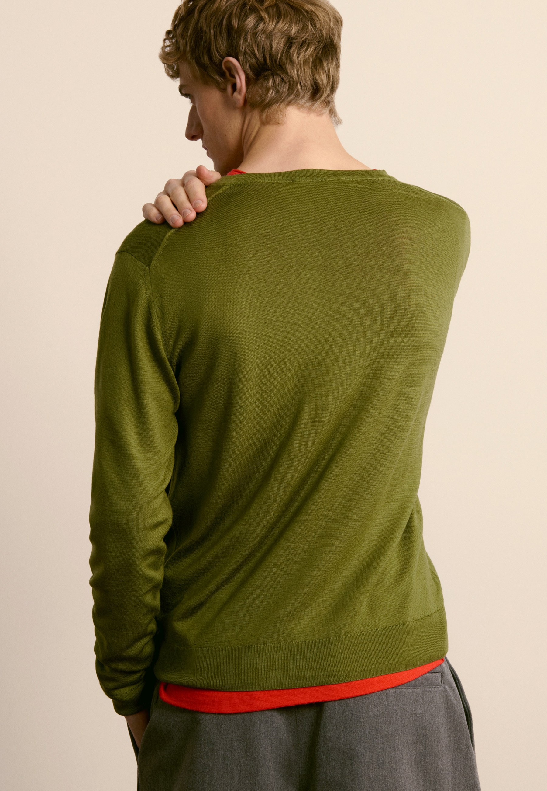 Bunelle wool V-neck sweater MAISON MONTAGUT Khaki