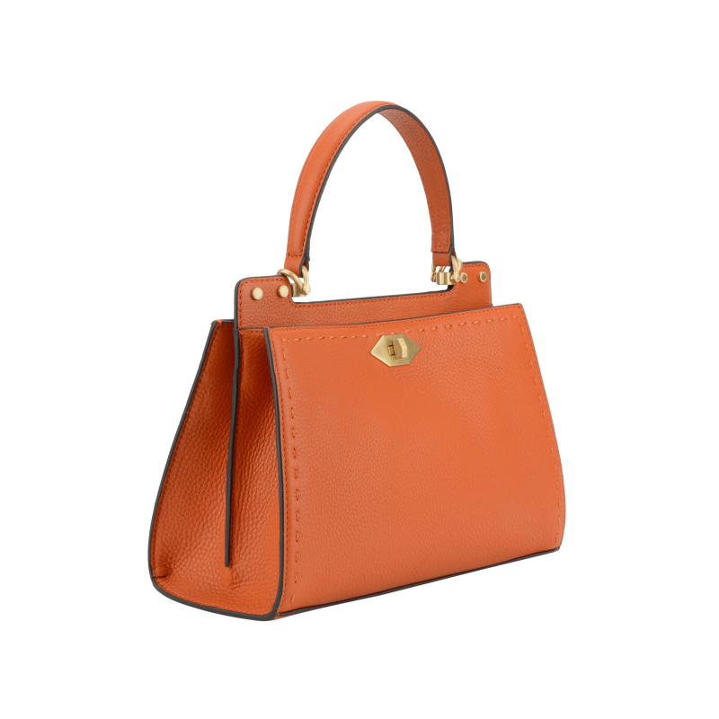 Handbag in calfskin POURCHET Orange
