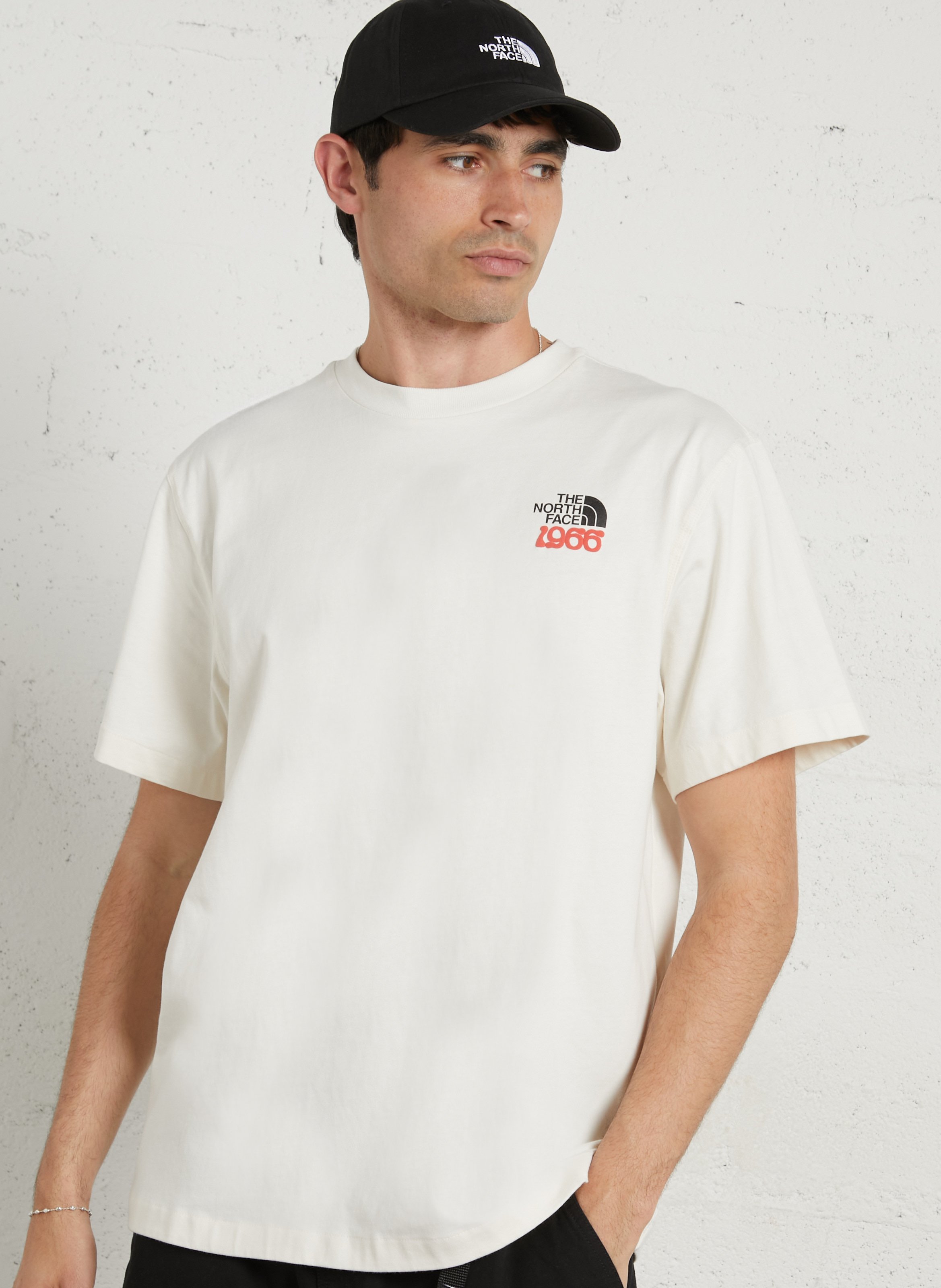 Recht, katoenen T-shirt met ronde hals en zeefdruk THE NORTH FACE