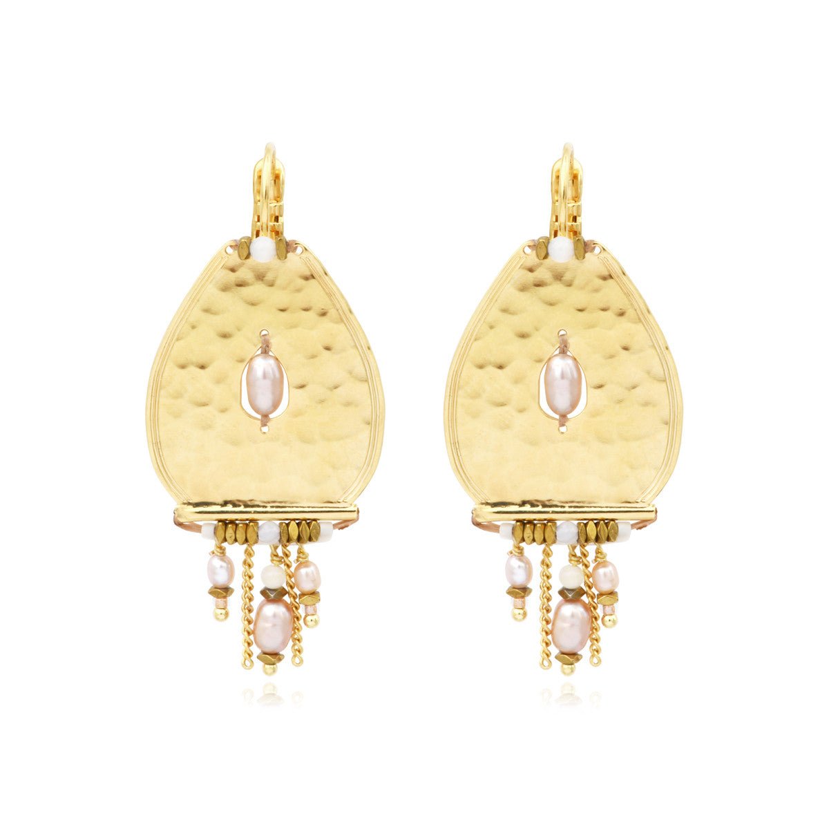 Earrings in fine gold plating SATELLITE PARIS White
