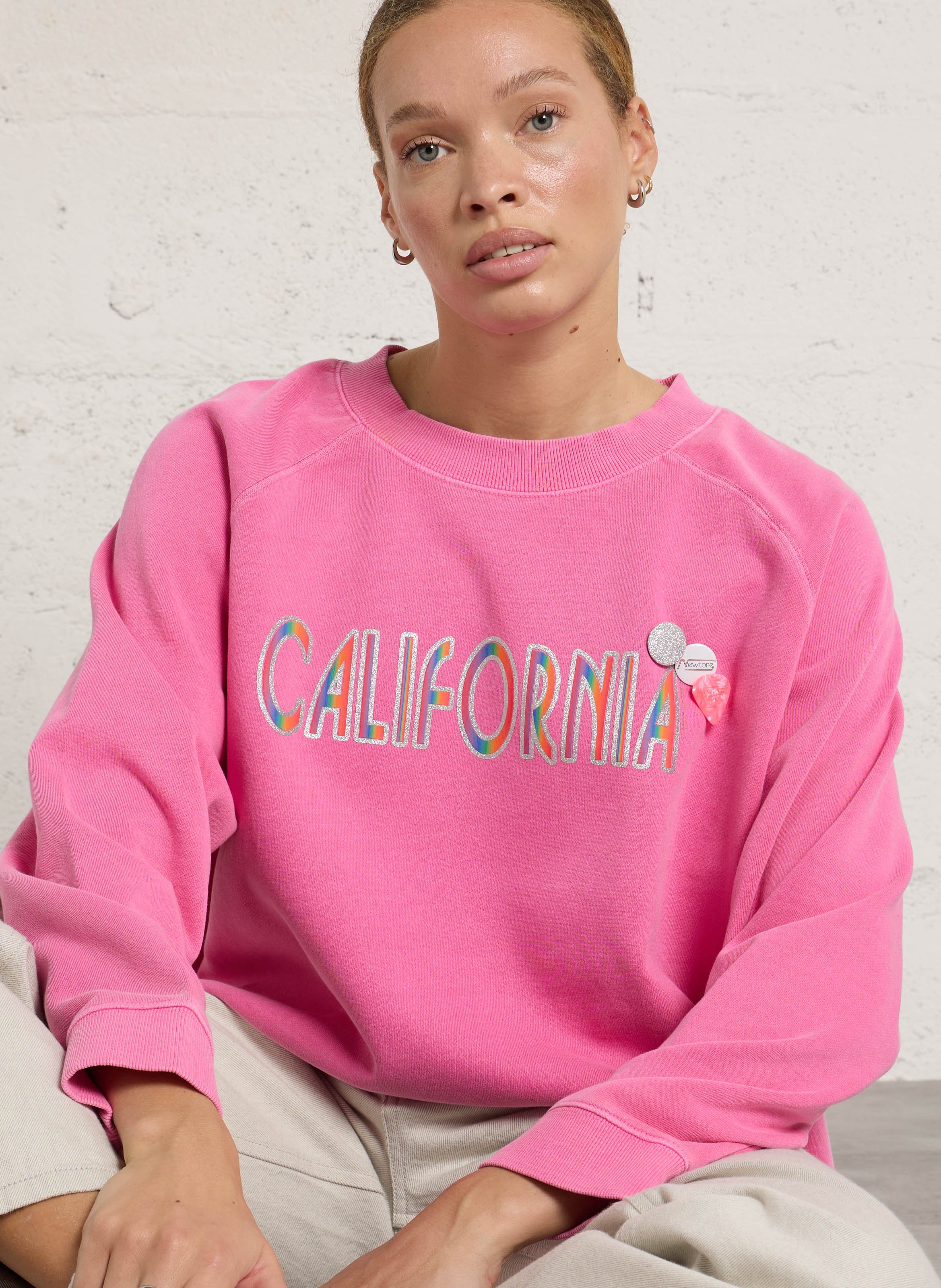 Printed round neck sweatshirt NEWTONE Pink