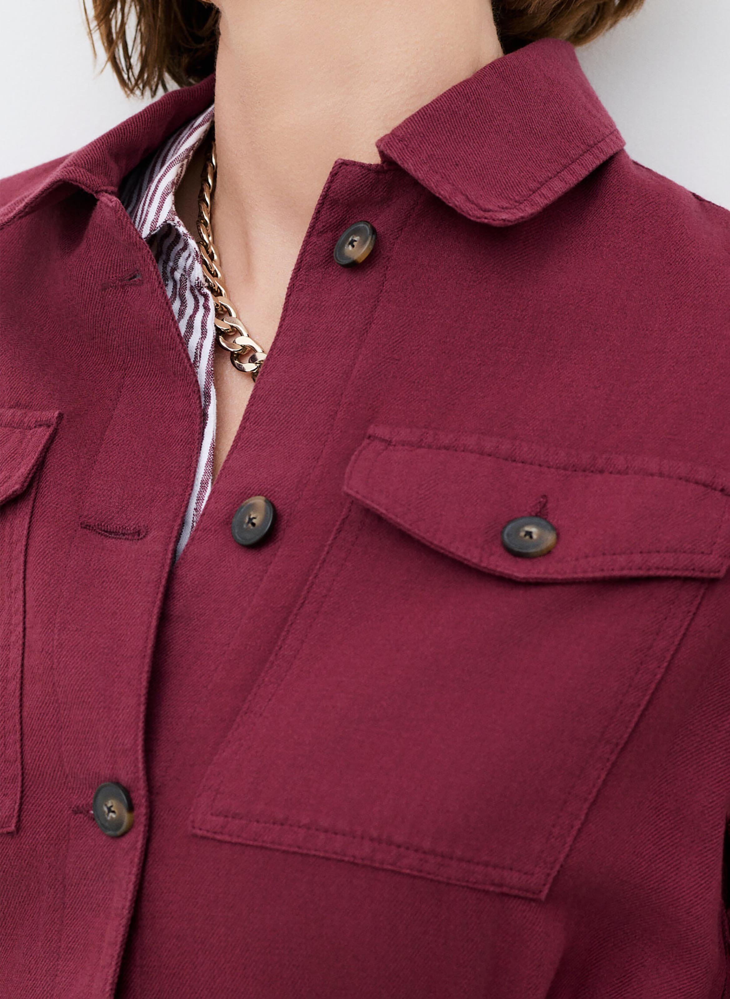 Chemise col classique en lin CAROLL Rouge