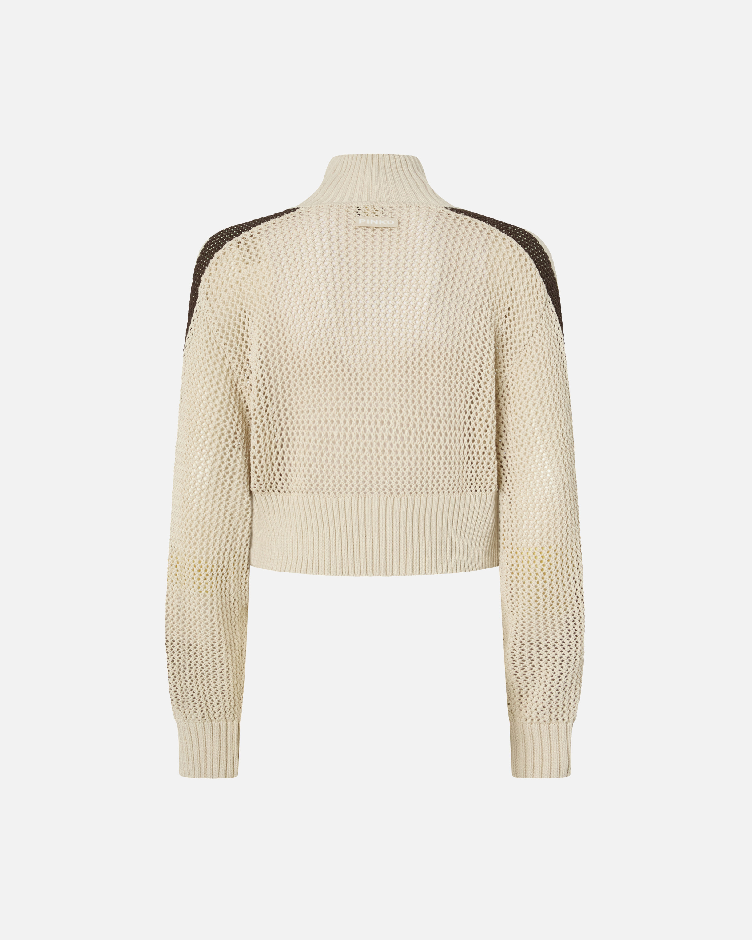 Sweat-shirt cropped ajouré avec bandes PINKO Gris