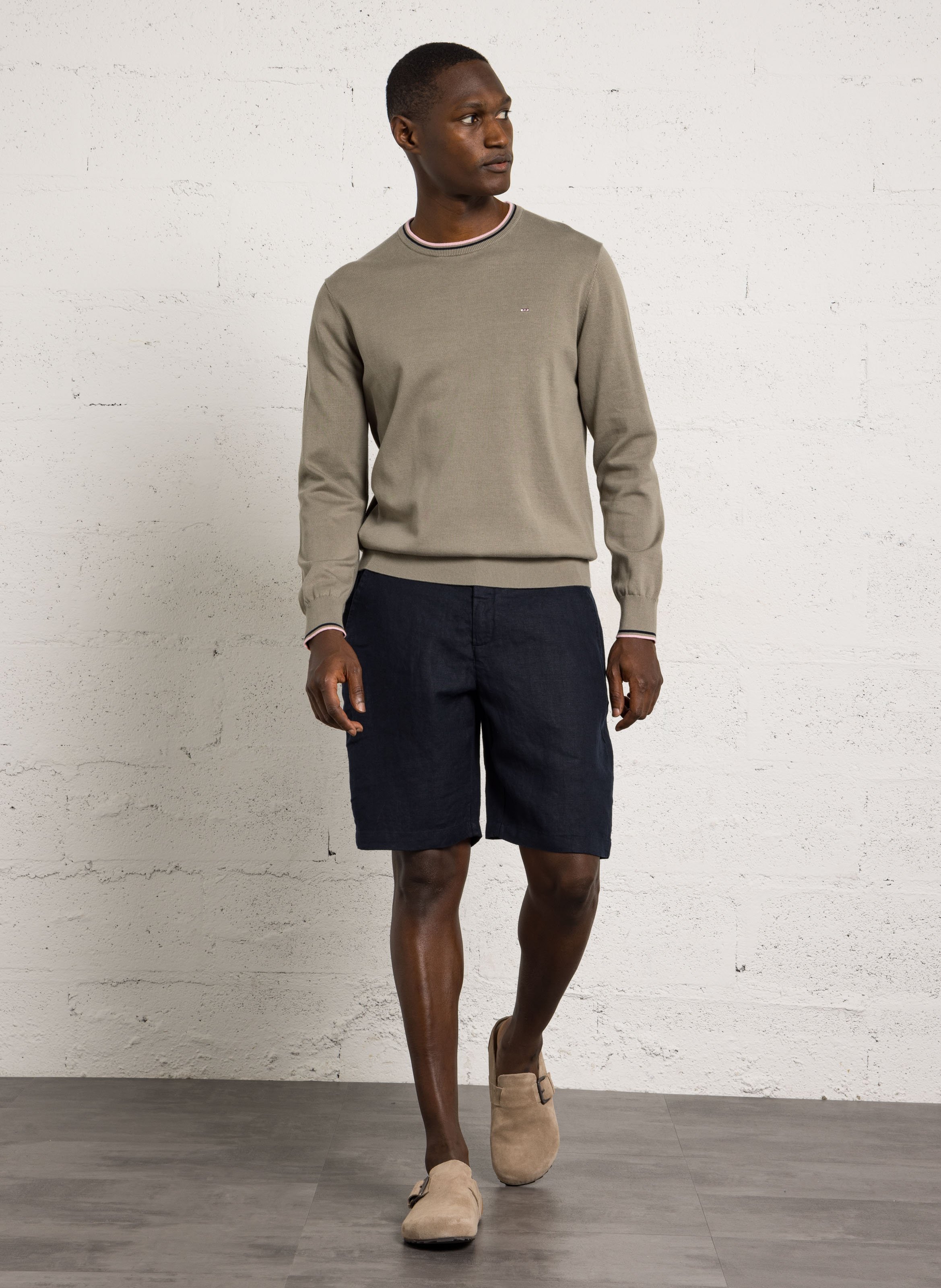 Pantalón ajustado de lino Azul