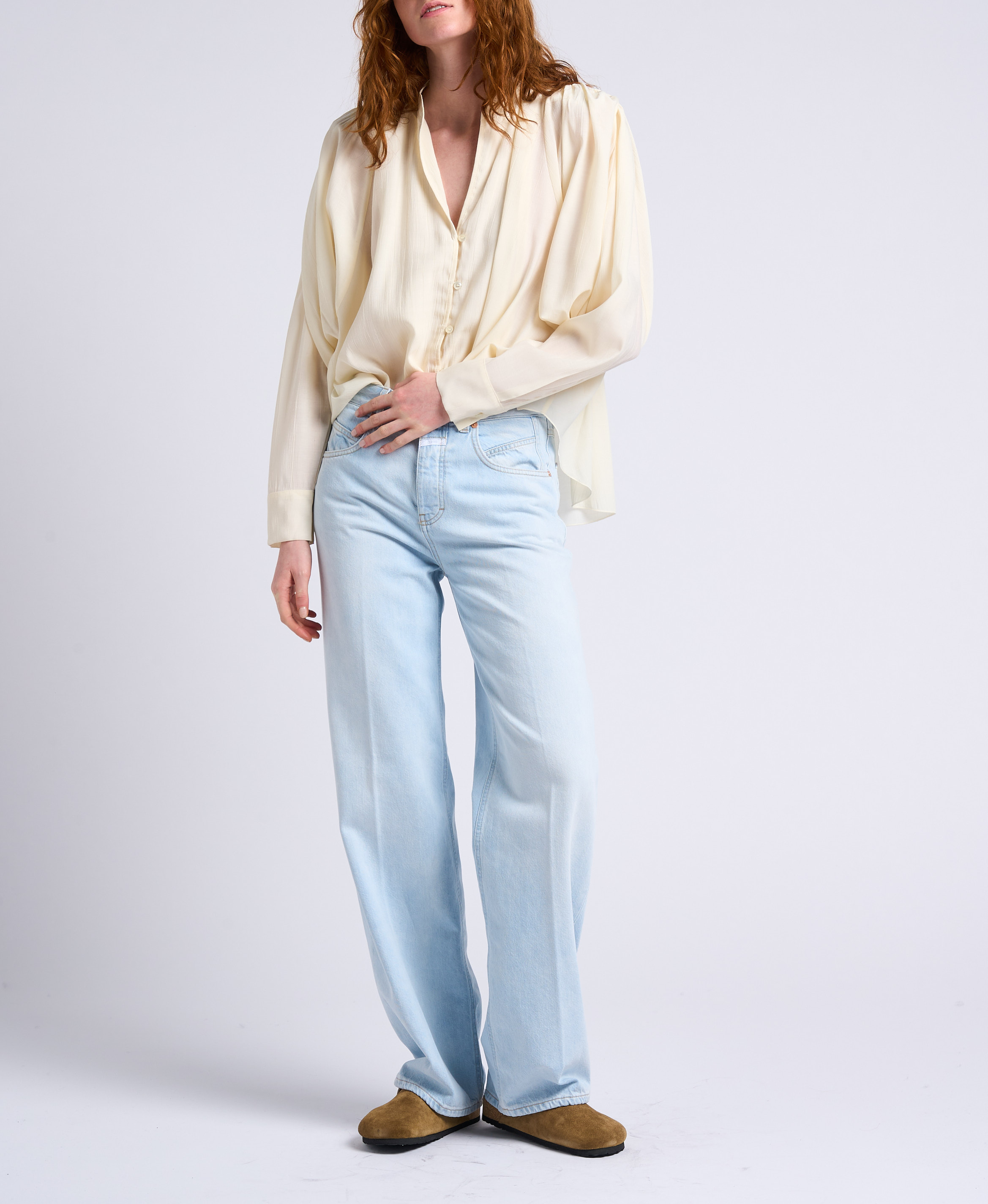 Chemisier col V ample  COLLECTORS CLUB Beige