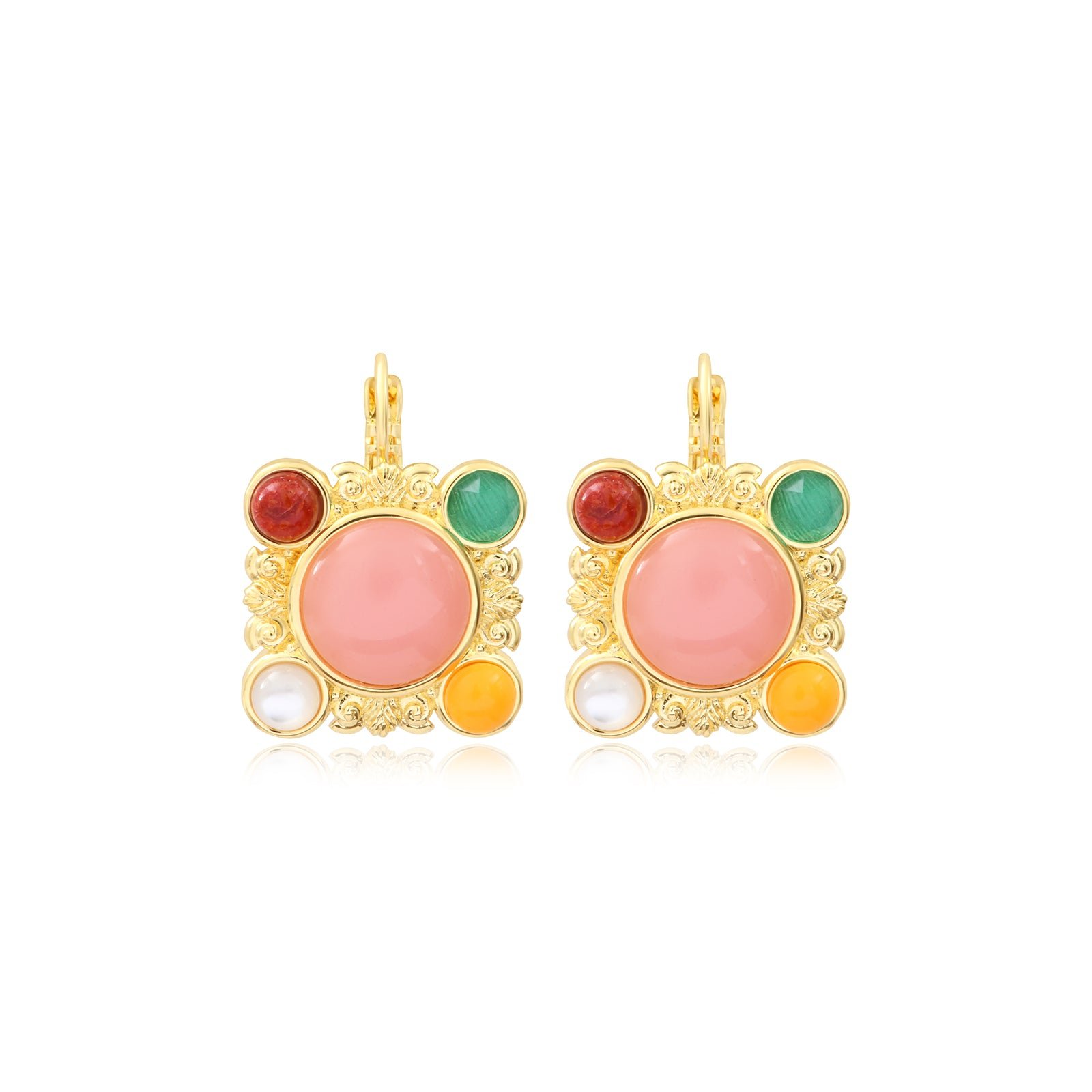 Boucles d'oreilles dormeuses coquillage océane  doré à l'or fin SATELLITE PARIS Multicolore
