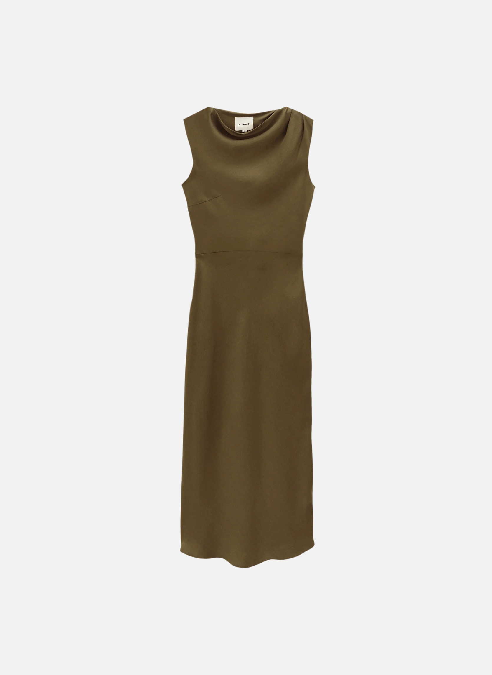 Long dress Kalmar khaki satin Noyoco Green