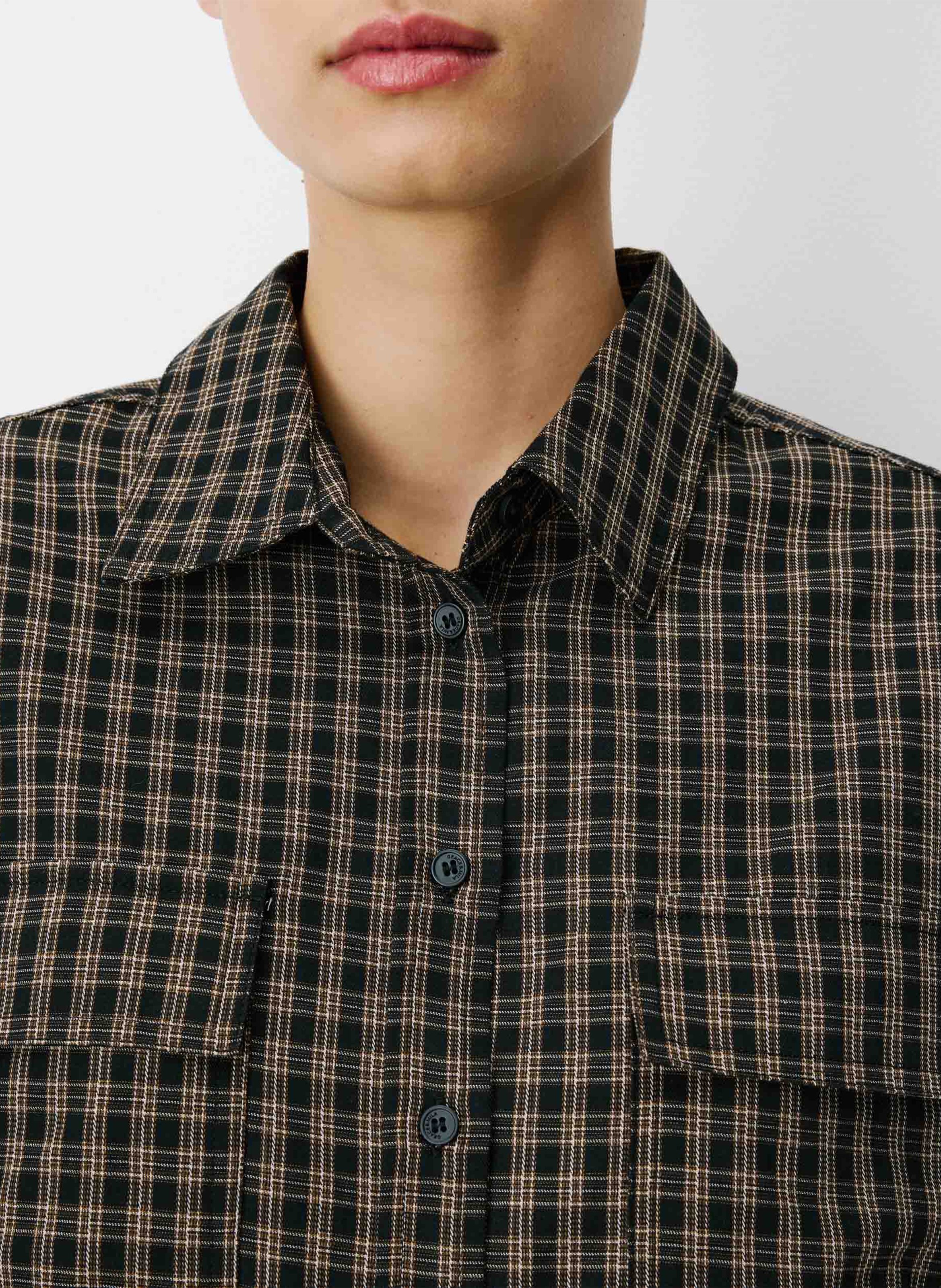 Rechte asymmetrische katoenen blouse met print GRACE ET MILA Zwart