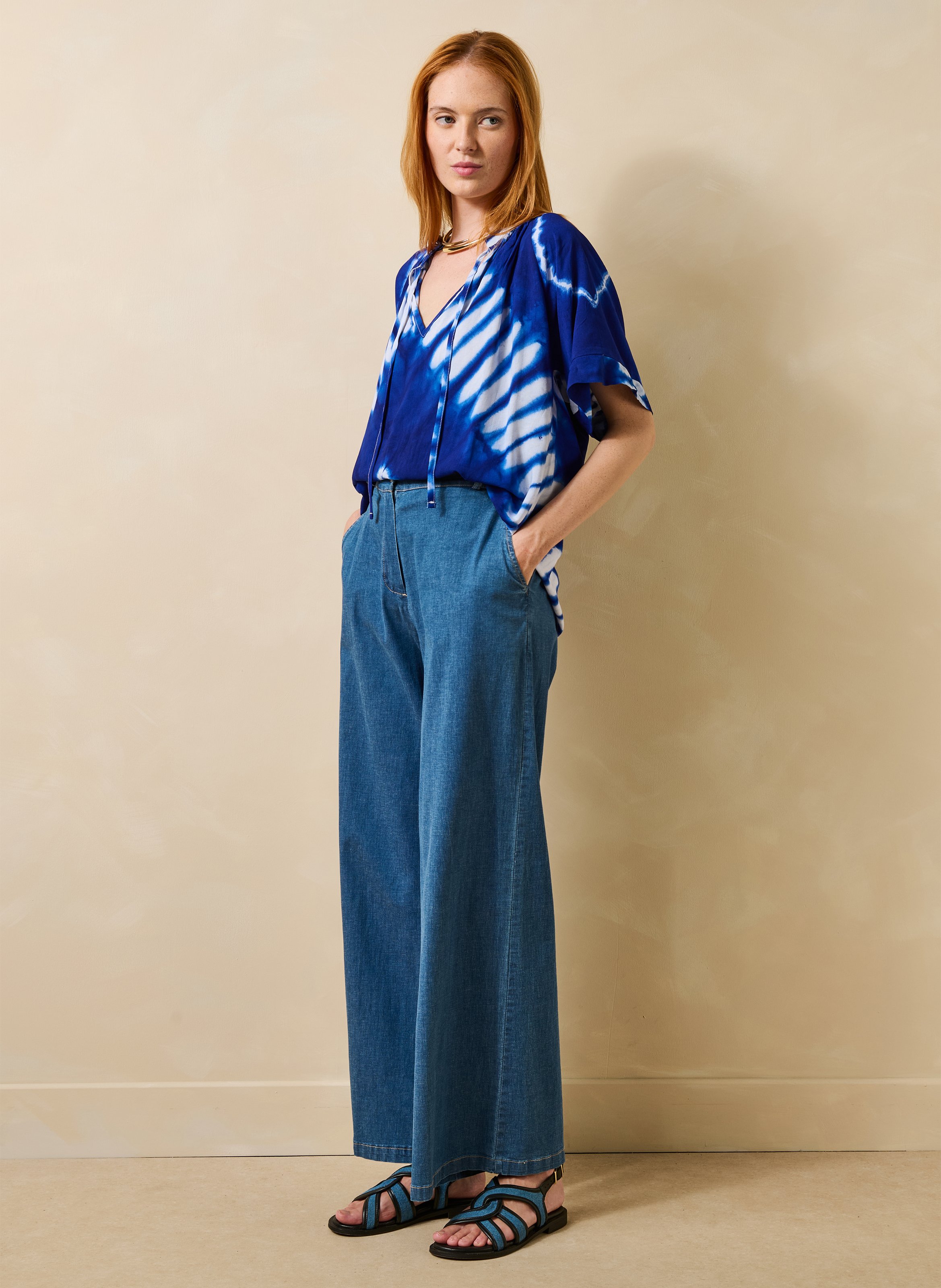 Tie-dye printed top LA FEE MARABOUTEE Blue