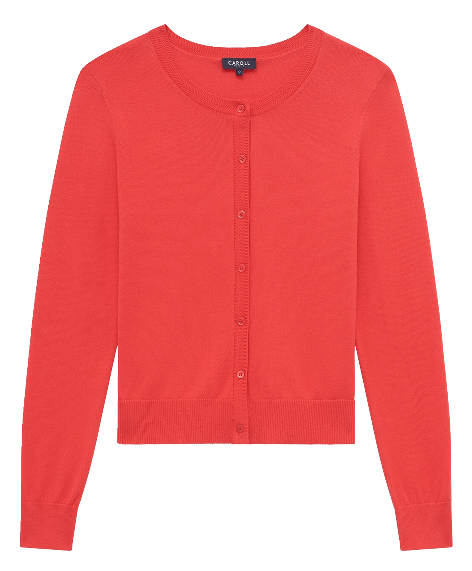 Gilet en coton col rond CAROLL Rouge