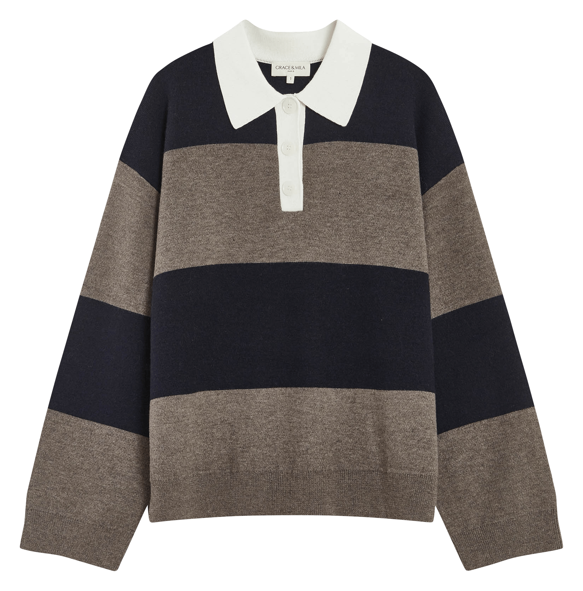 Oversized striped knit polo GRACE ET MILA Blue