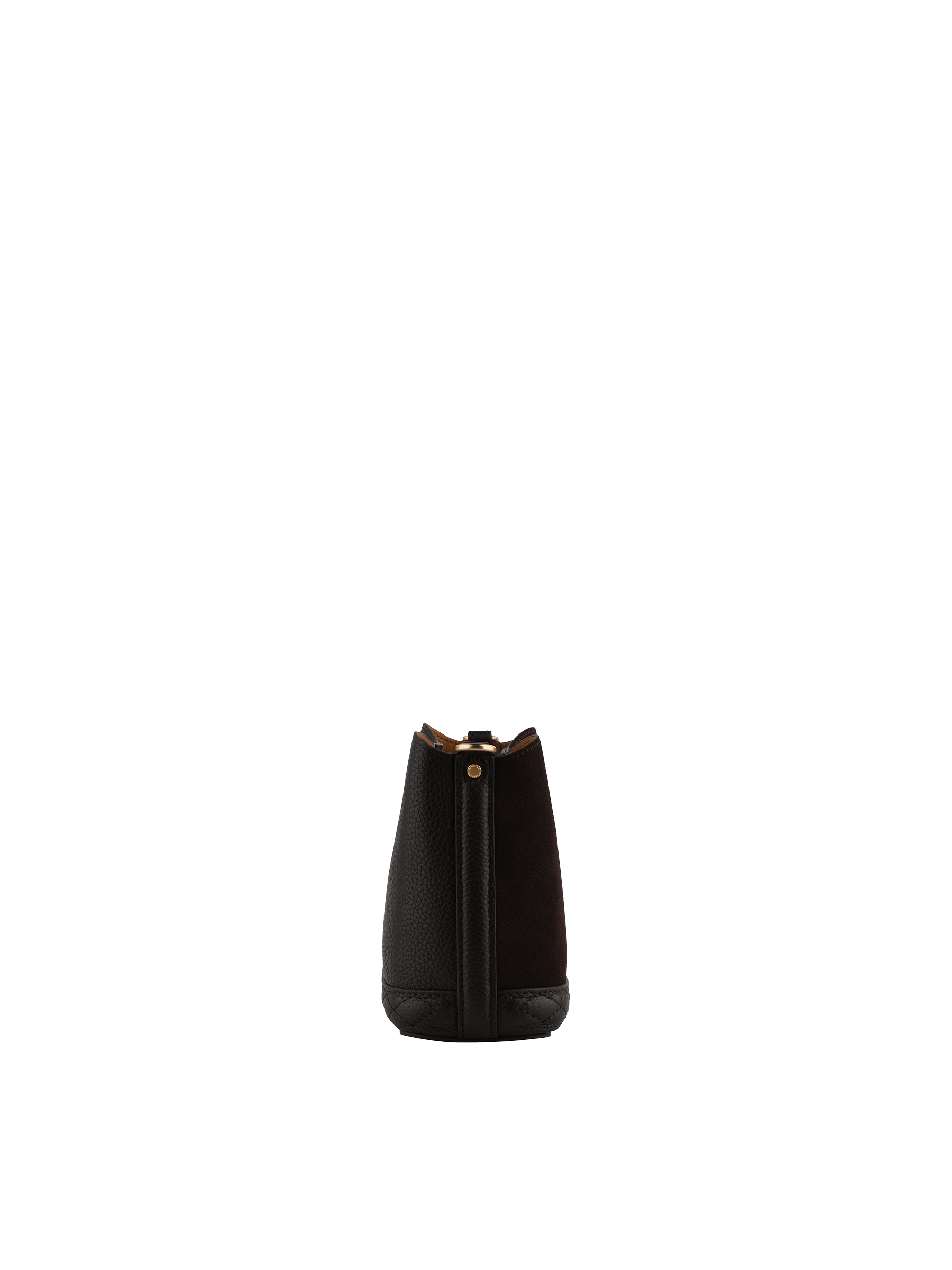 Sac porté épaule en cuir de vachette façon daim POURCHET Marron
