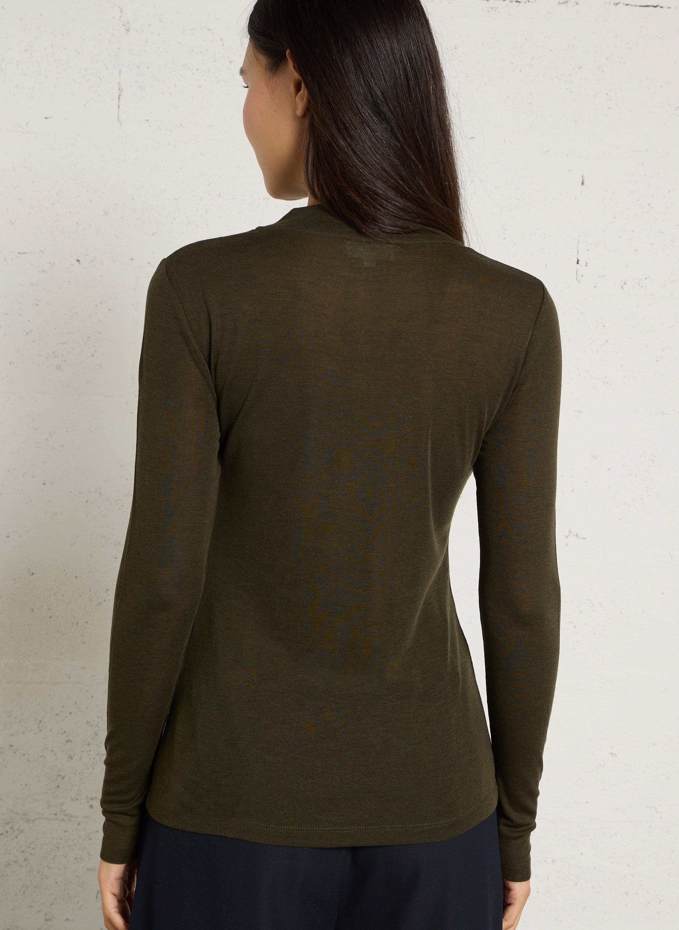 Einfarbiges Langarm-T-Shirt MAISON 123 Khaki