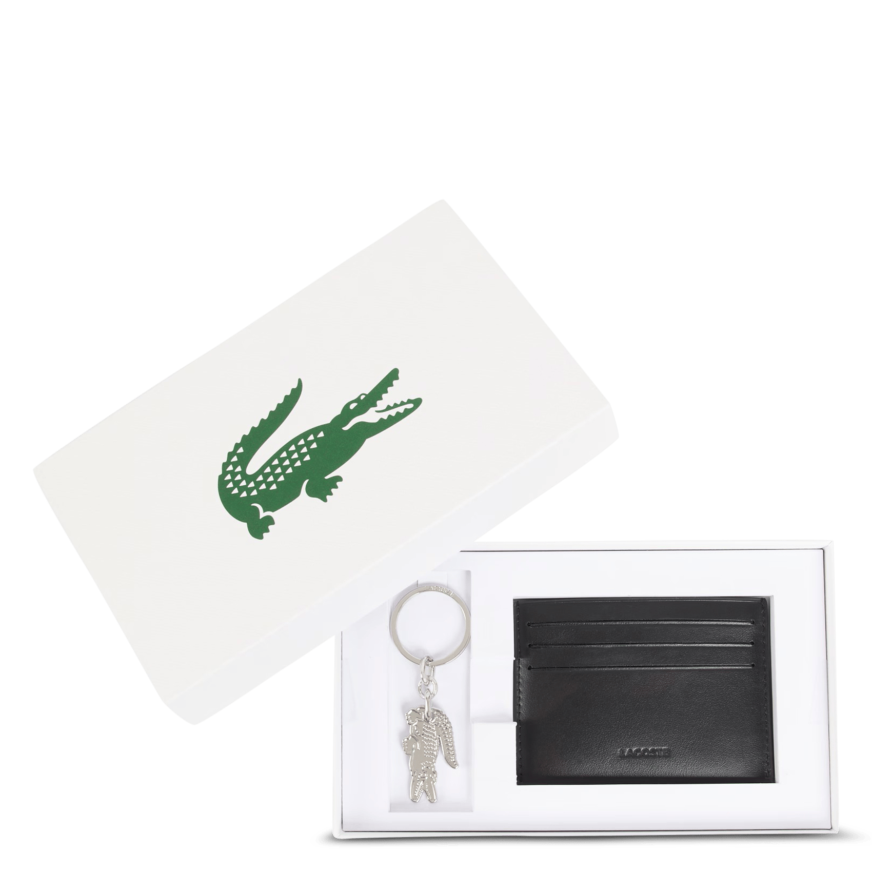 Set met kaarthouder en sleutelhanger LACOSTE Zwart