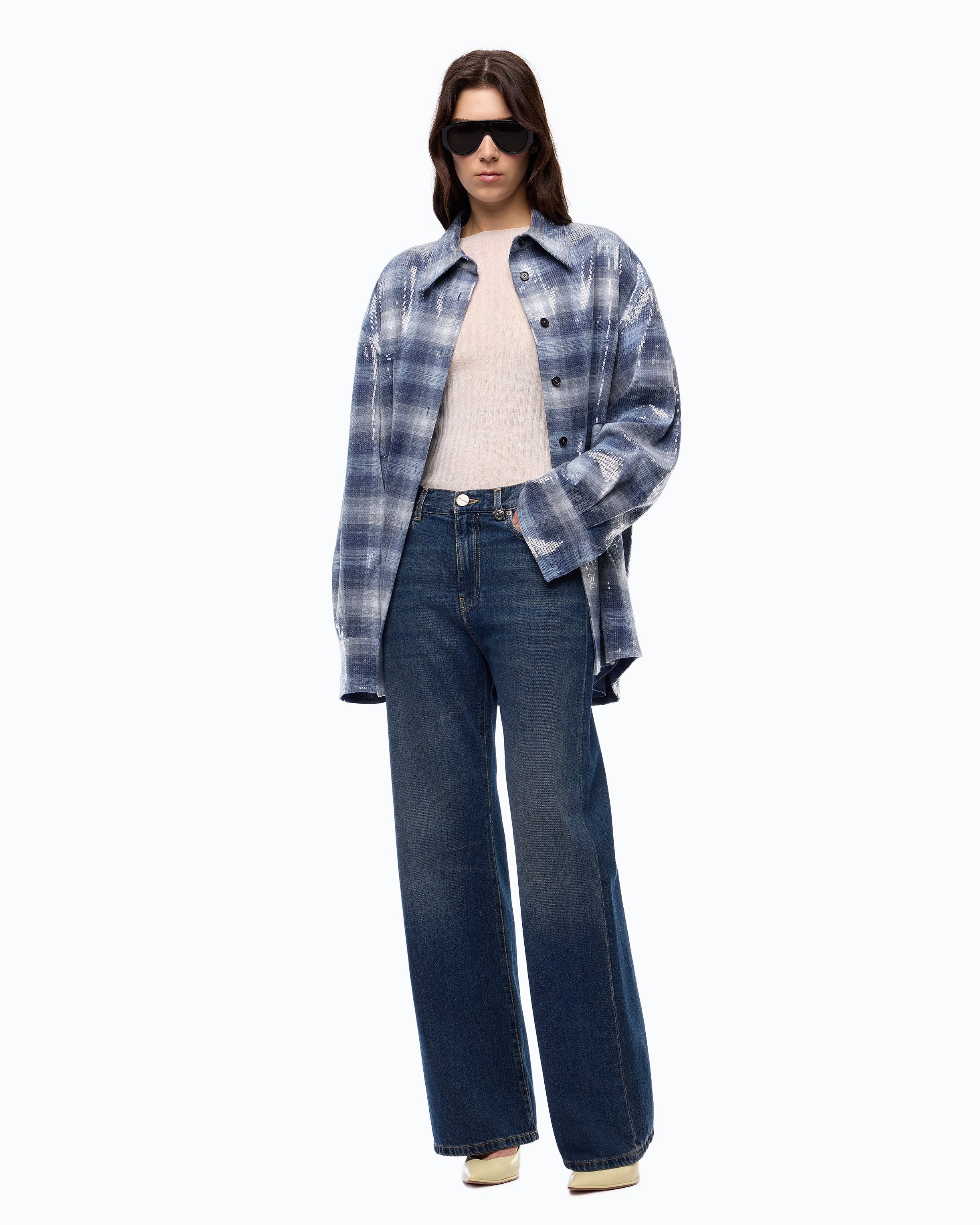 Jean wide leg en denim doux PINKO Bleu