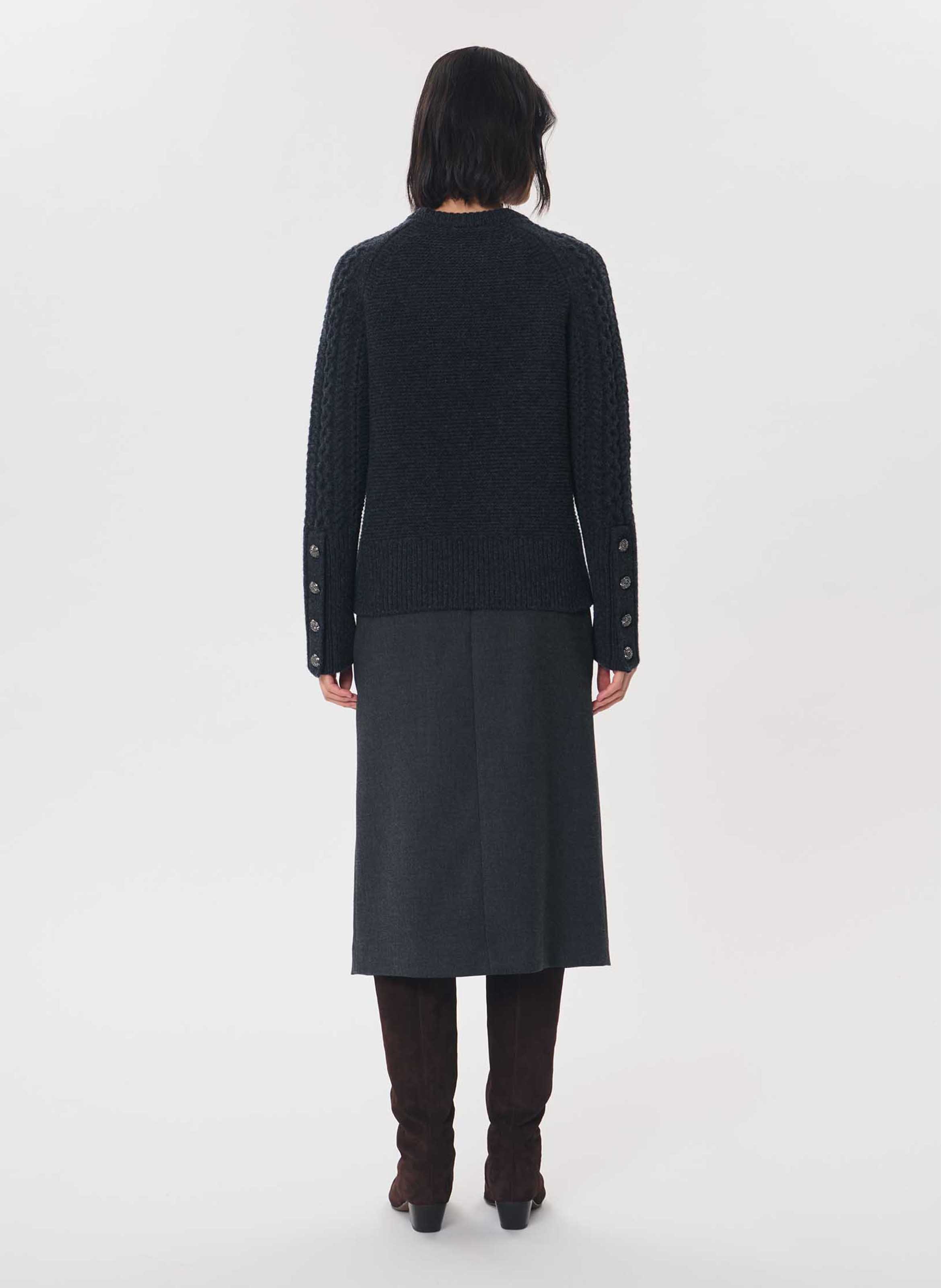 Straight round-neck wool jumper TARA JARMON Grey