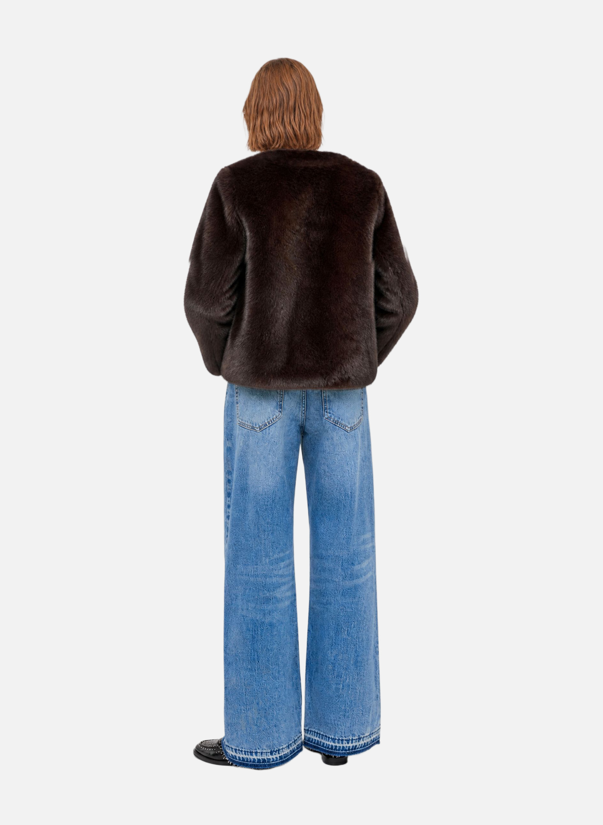 Faux fur coat THE KOOPLES Brown