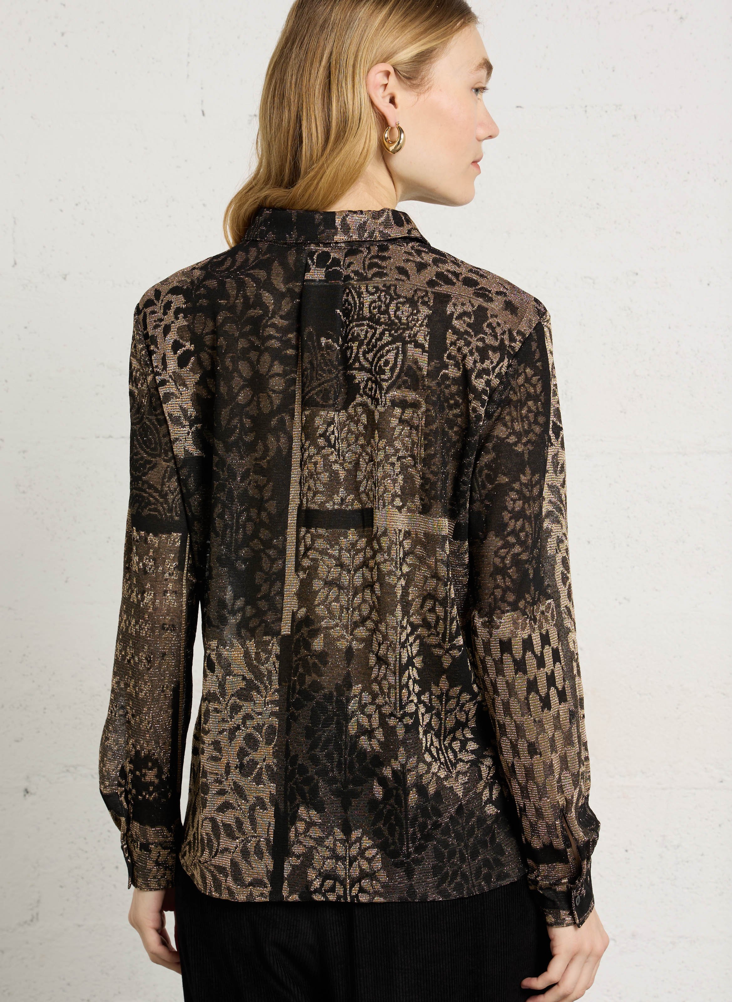 Straight-cut shirt in a silk blend MOMONI Black