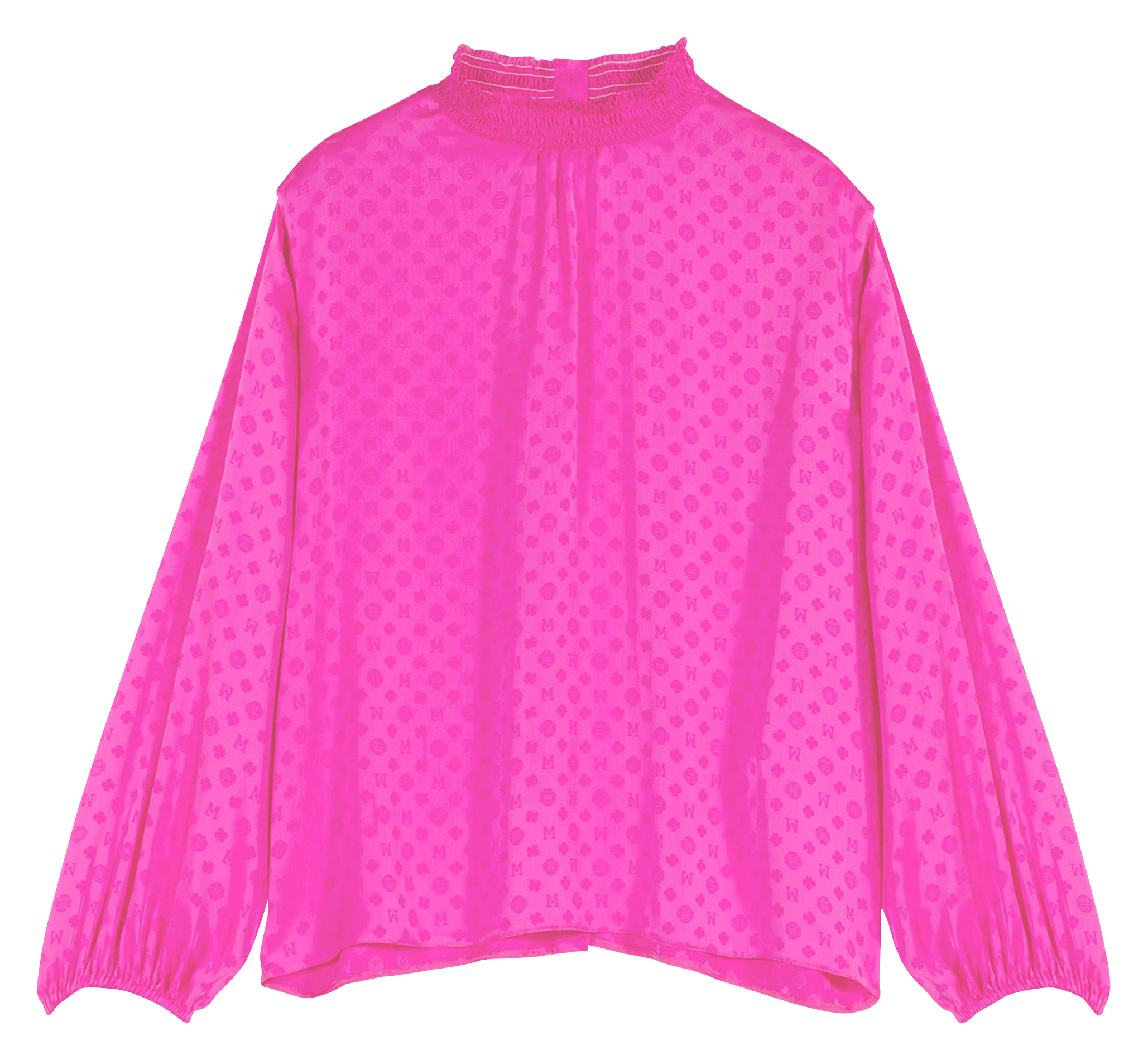 Blouse met satijnglans, opstaande kraag en jacquardmotief RozeMAJE