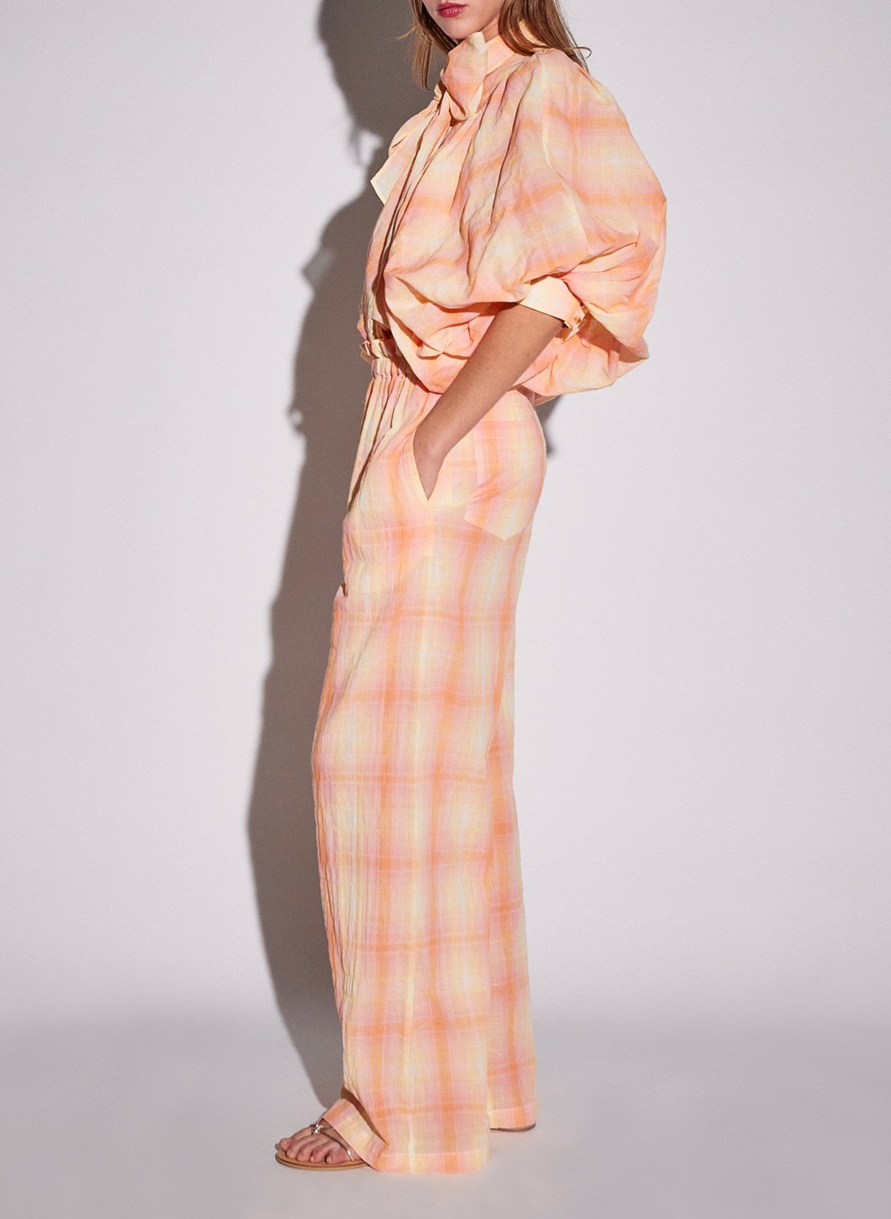 Wide-leg cotton-blend pants THE LABEL EDITION Multicolored